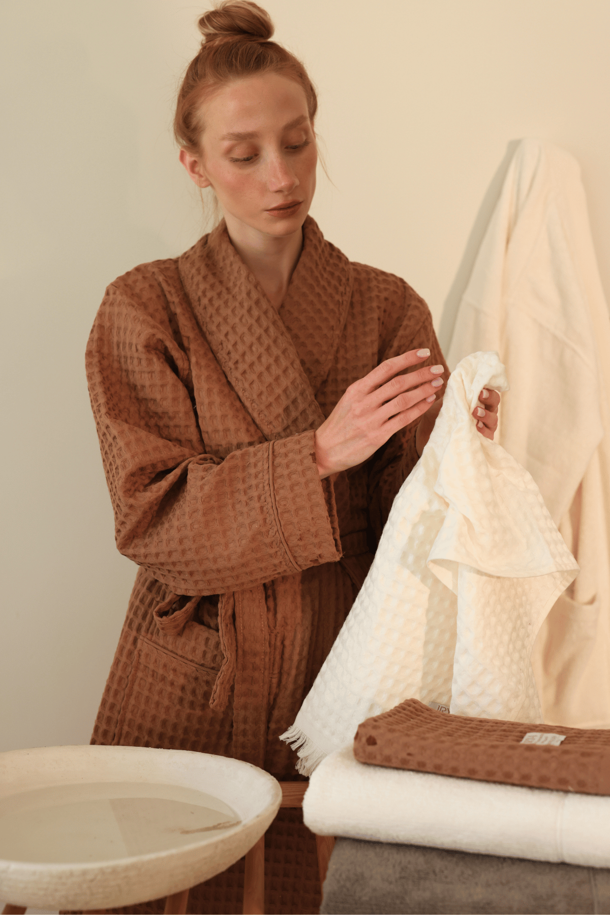 İrya-Aura Waffle Kadın Bornoz Kahve-Bornoz-3-Milagron.com