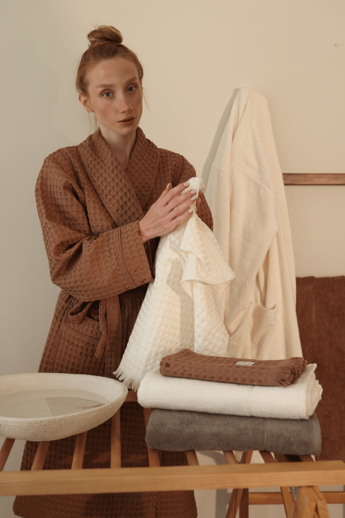 İrya-Aura Waffle Kadın Bornoz Kahve-Bornoz-7-Milagron.com