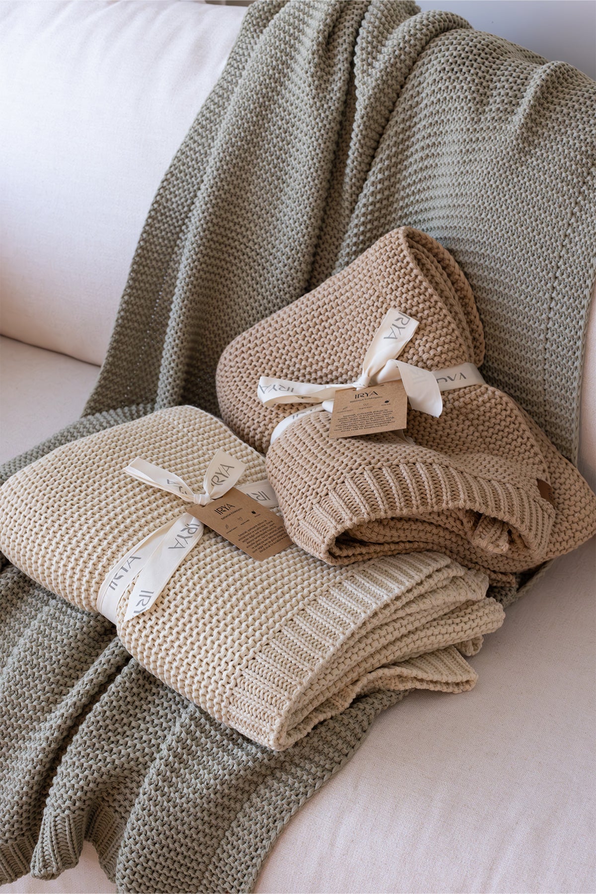 Irya-Biscuit örme Battaniye 130x170 Ekru-Battaniye-3-Milagron.com