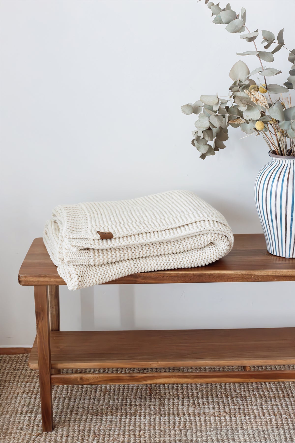 Irya-Biscuit örme Battaniye 130x170 Ekru-Battaniye-4-Milagron.com