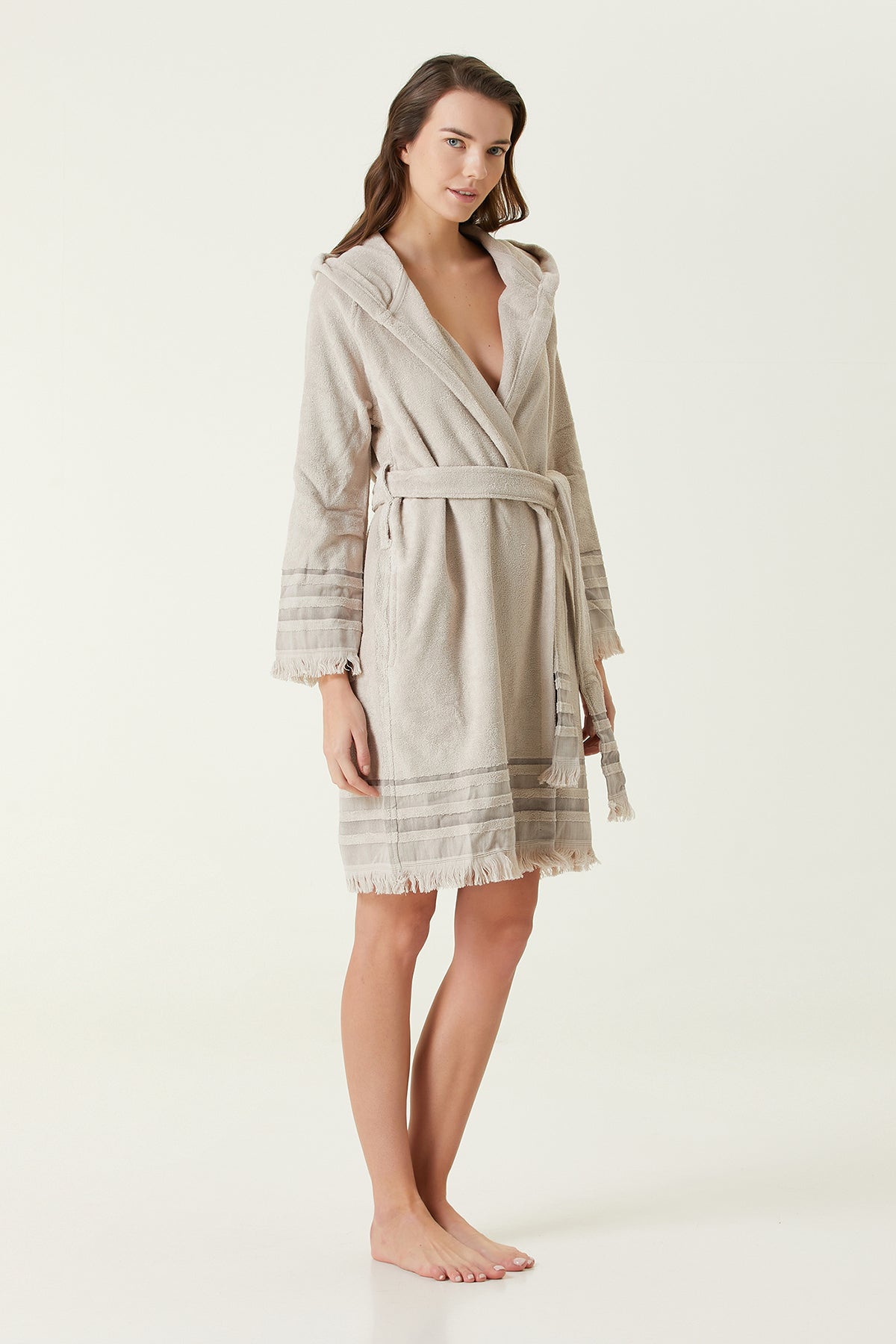 Irya-Confetti Kadın Bornoz Kahvrengi-Bornoz-2-Milagron.com