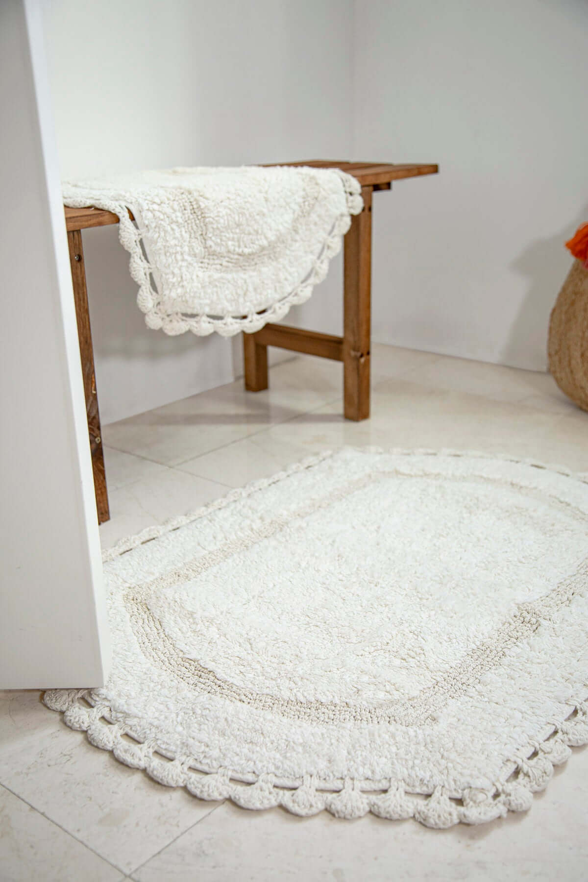 İrya-Dale 2’li Takım Banyo Paspası %100 Pamuk 40x60 + 60x90 Ekru-Banyo Paspası-6-Milagron.com