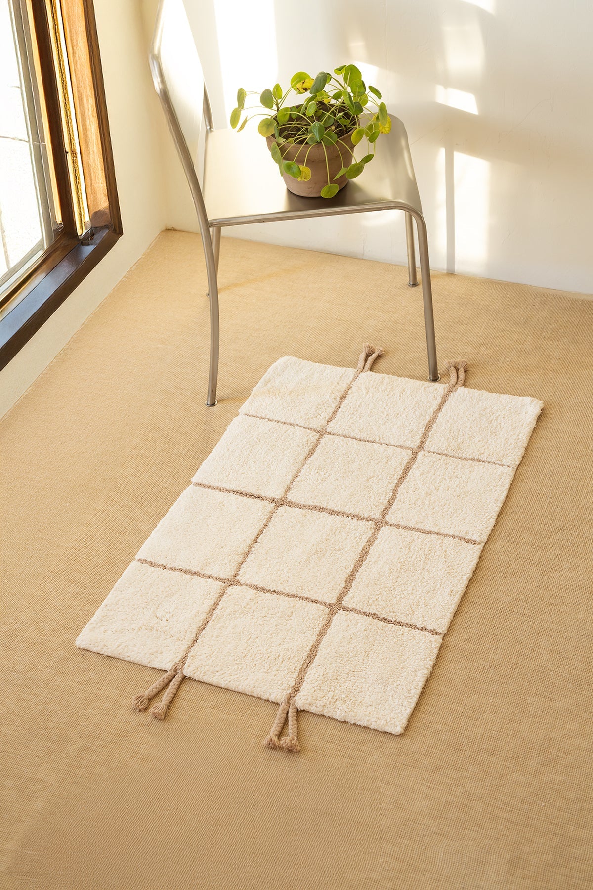 İrya-Elani Tekli Banyo Paspası %100 Pamuk 50x80 Cm Bej-Banyo Paspası-1-Milagron.com