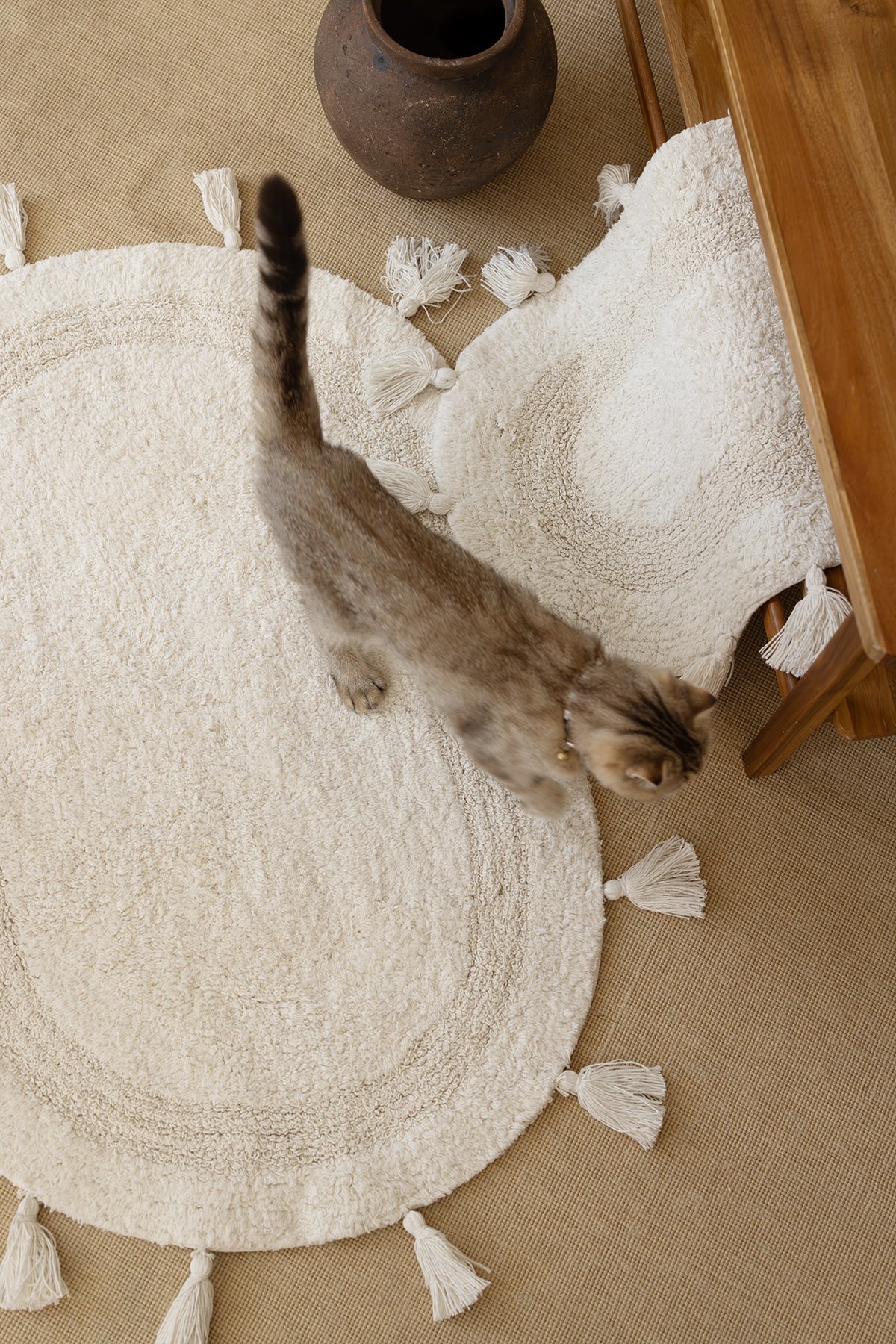 İrya-Hana 2’li Takım Banyo Paspası %100 Pamuk 40x60 + 60x90 Ekru-Takım Banyo Paspası-2-Milagron.com