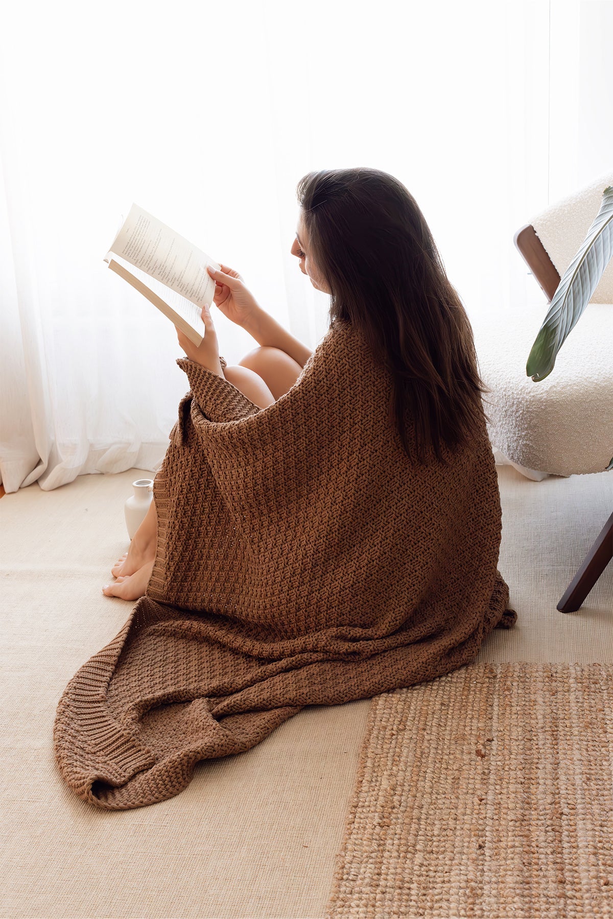 Irya-Hazel örme Battaniye 130x170 Kahverengi-Battaniye-1-Milagron.com