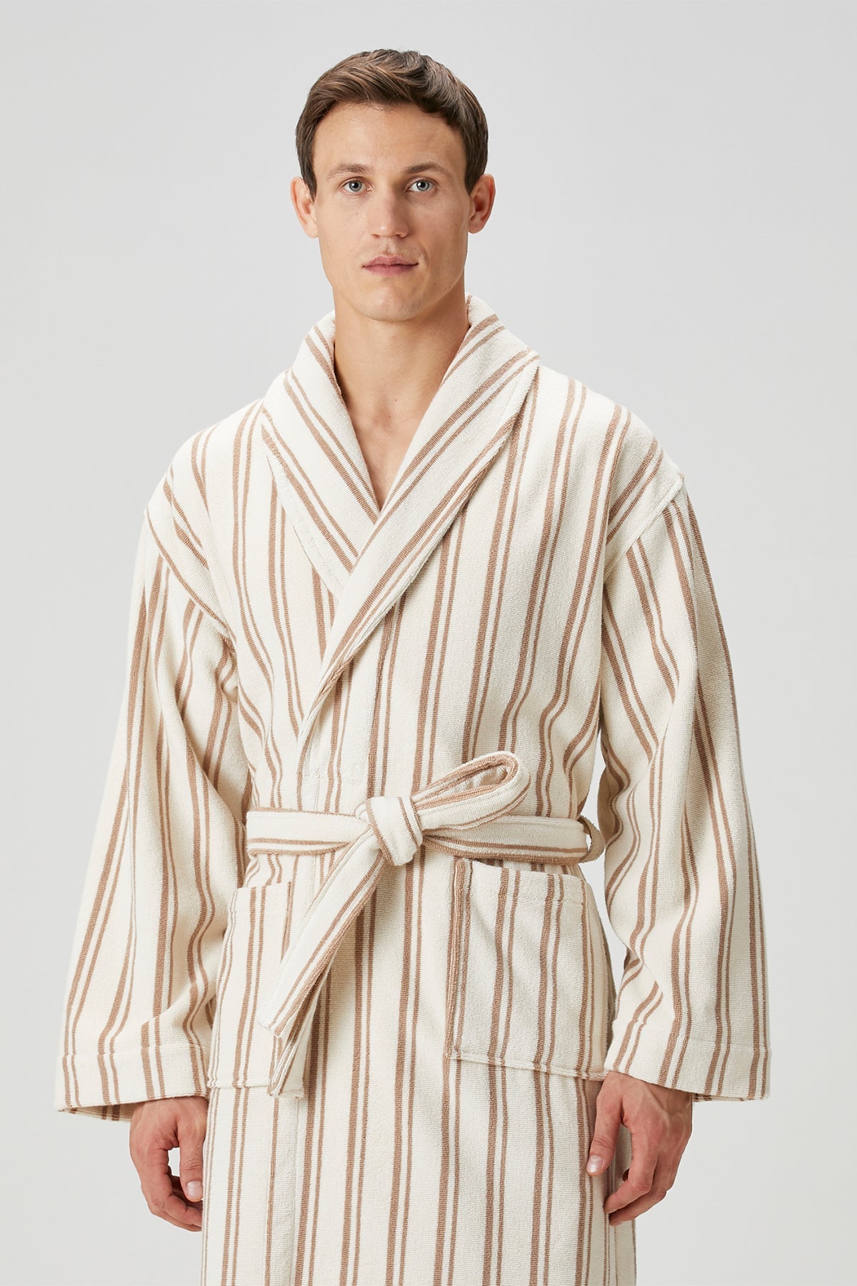 Irya-In Lines İpliği Boyalı Erkek Bornoz Mocha-Bornoz-2-Milagron.com