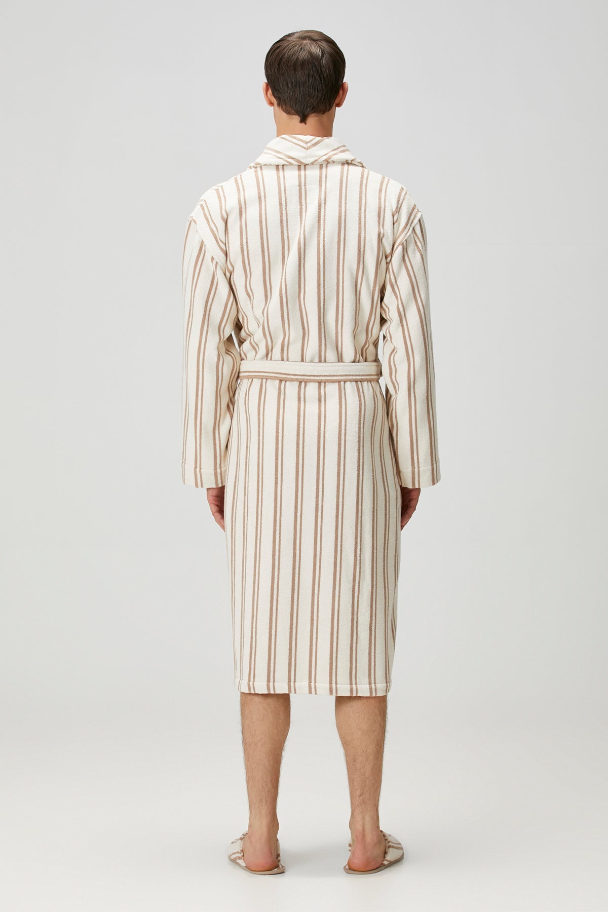 Irya-In Lines İpliği Boyalı Erkek Bornoz Mocha-Bornoz-6-Milagron.com