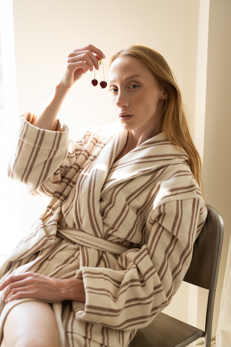 Irya-In Lines İpliği Boyalı Kadın Bornoz Mocha-Bornoz-10-Milagron.com