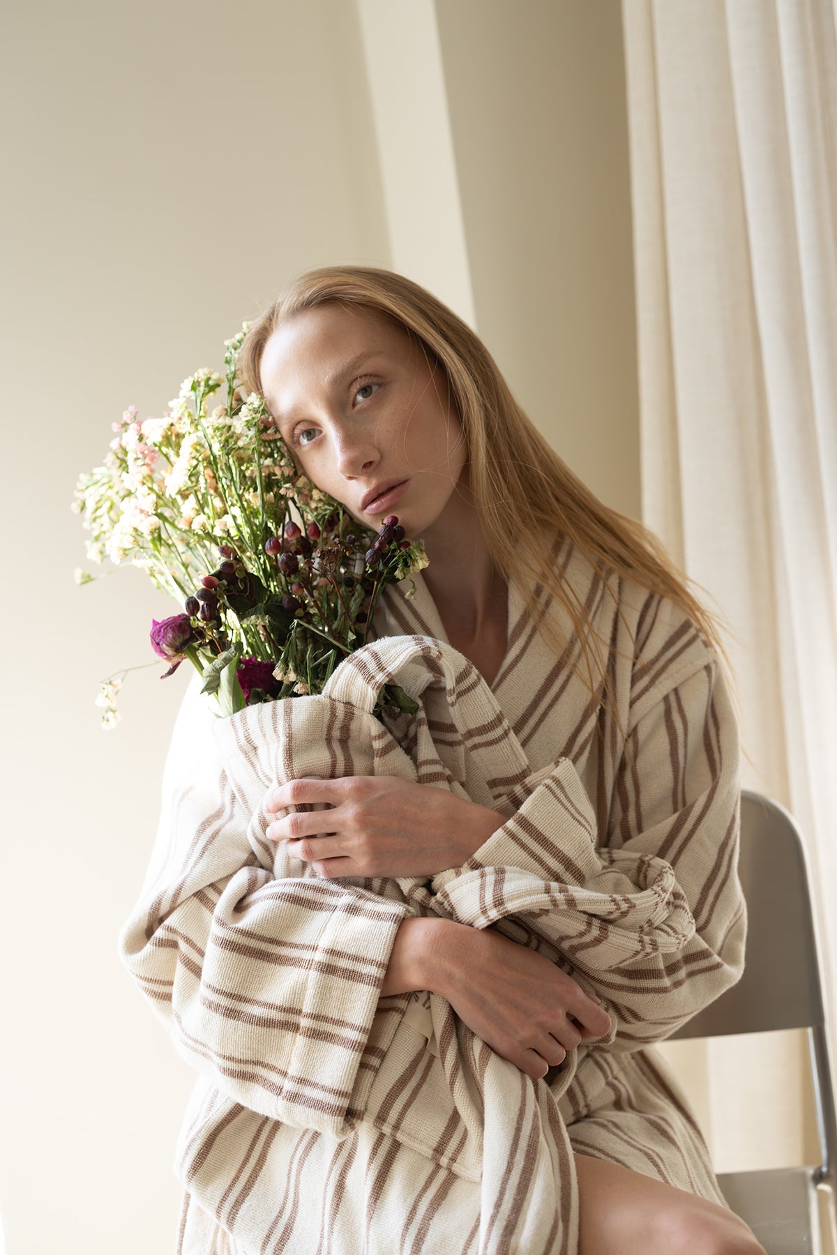 Irya-In Lines İpliği Boyalı Kadın Bornoz Mocha-Bornoz-5-Milagron.com