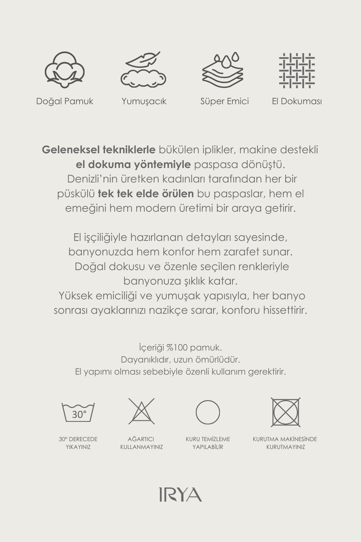 Irya-Laura Yuvarlak Banyo Paspası %100 Pamuk 100x100 Antrasit-Paspas-4-Milagron.com