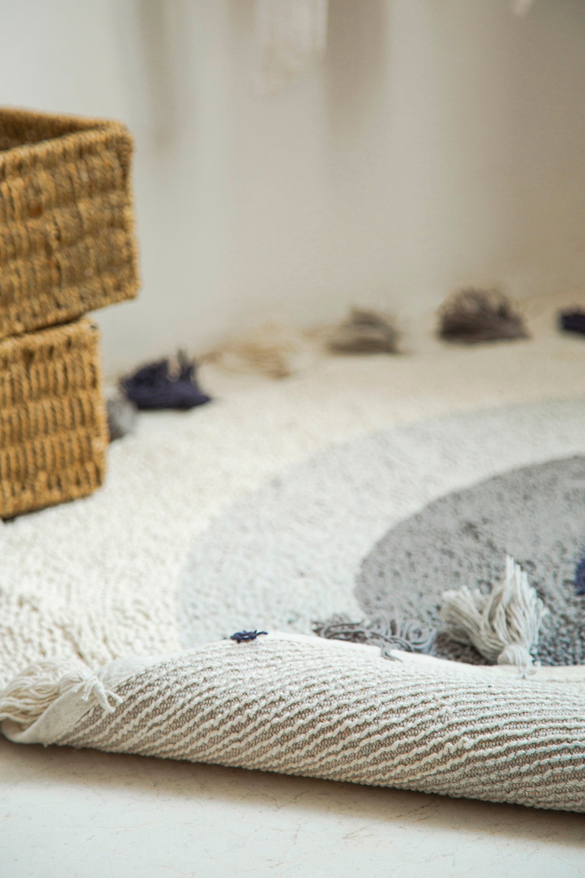 Irya-Laura Yuvarlak Banyo Paspası %100 Pamuk 100x100 Ekru-Paspas-6-Milagron.com