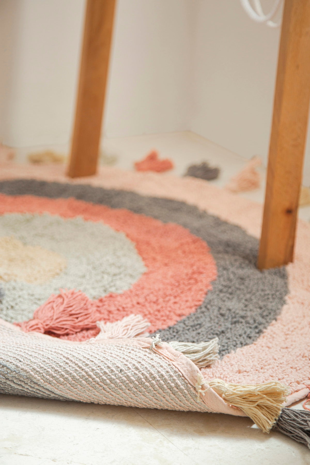 Irya-Laura Yuvarlak Banyo Paspası %100 Pamuk 100x100 Pembe-Paspas-5-Milagron.com