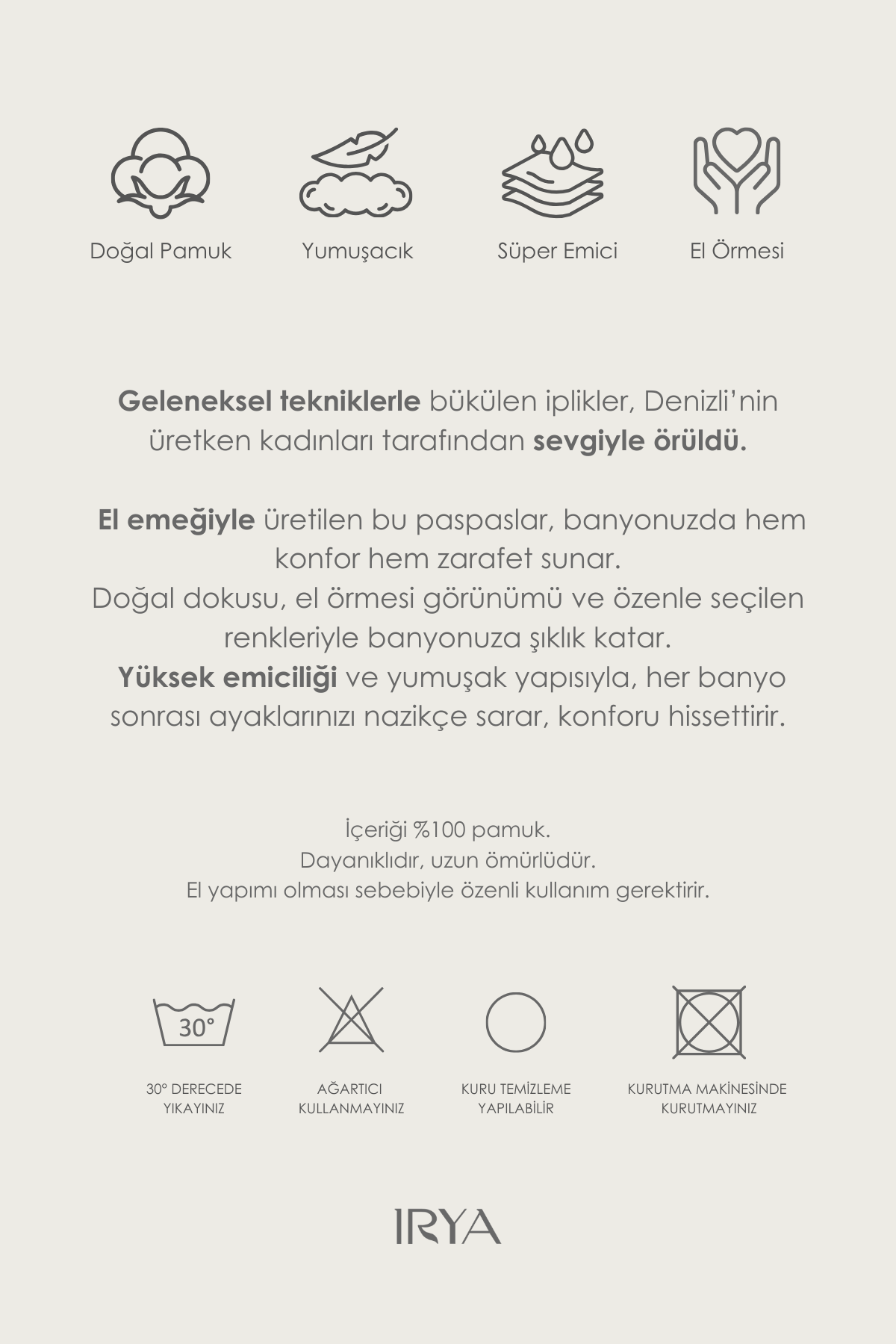 Irya-Lavish El Örmesi Tekli Banyo Paspası %100 Pamuk 50x70 Mavi-Paspas-3-Milagron.com