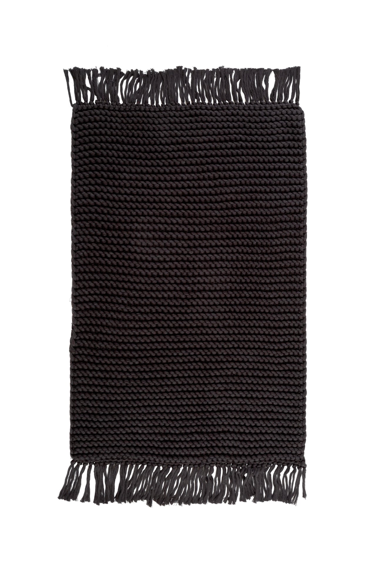 Irya-Lavish El Örmesi Tekli Banyo Paspası %100 Pamuk 50x70 Siyah-Paspas-2-Milagron.com