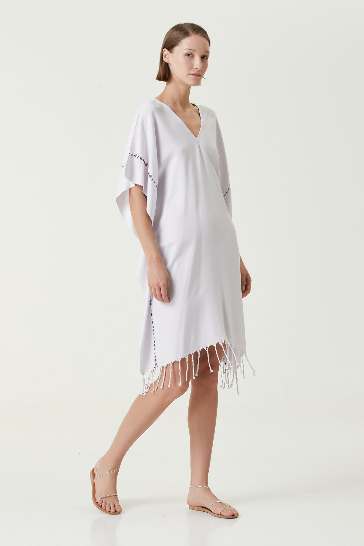 Irya-Layla V Yaka Elbise Lila-Elbise-4-Milagron.com