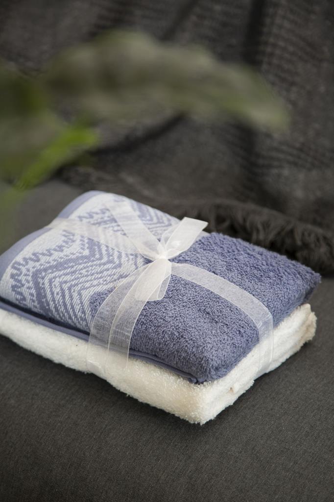 Irya-Leron 2'li Yüz Havlusu 50x90 Mavi-Havlu & Peştamal-2-Milagron.com