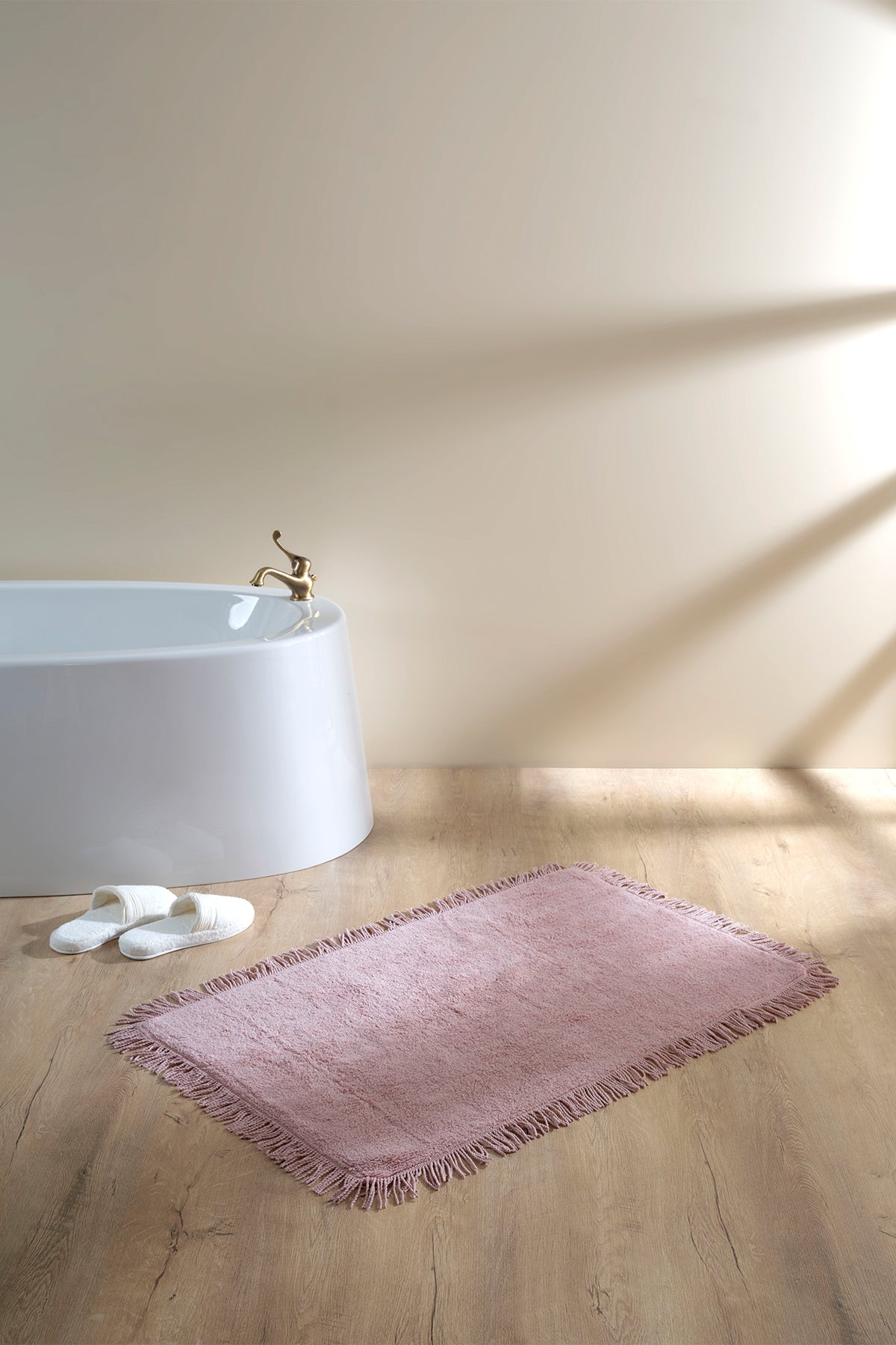 Irya-Loris Tekli Banyo Paspası %100 Pamuk 70x110 Pembe-Paspas-1-Milagron.com