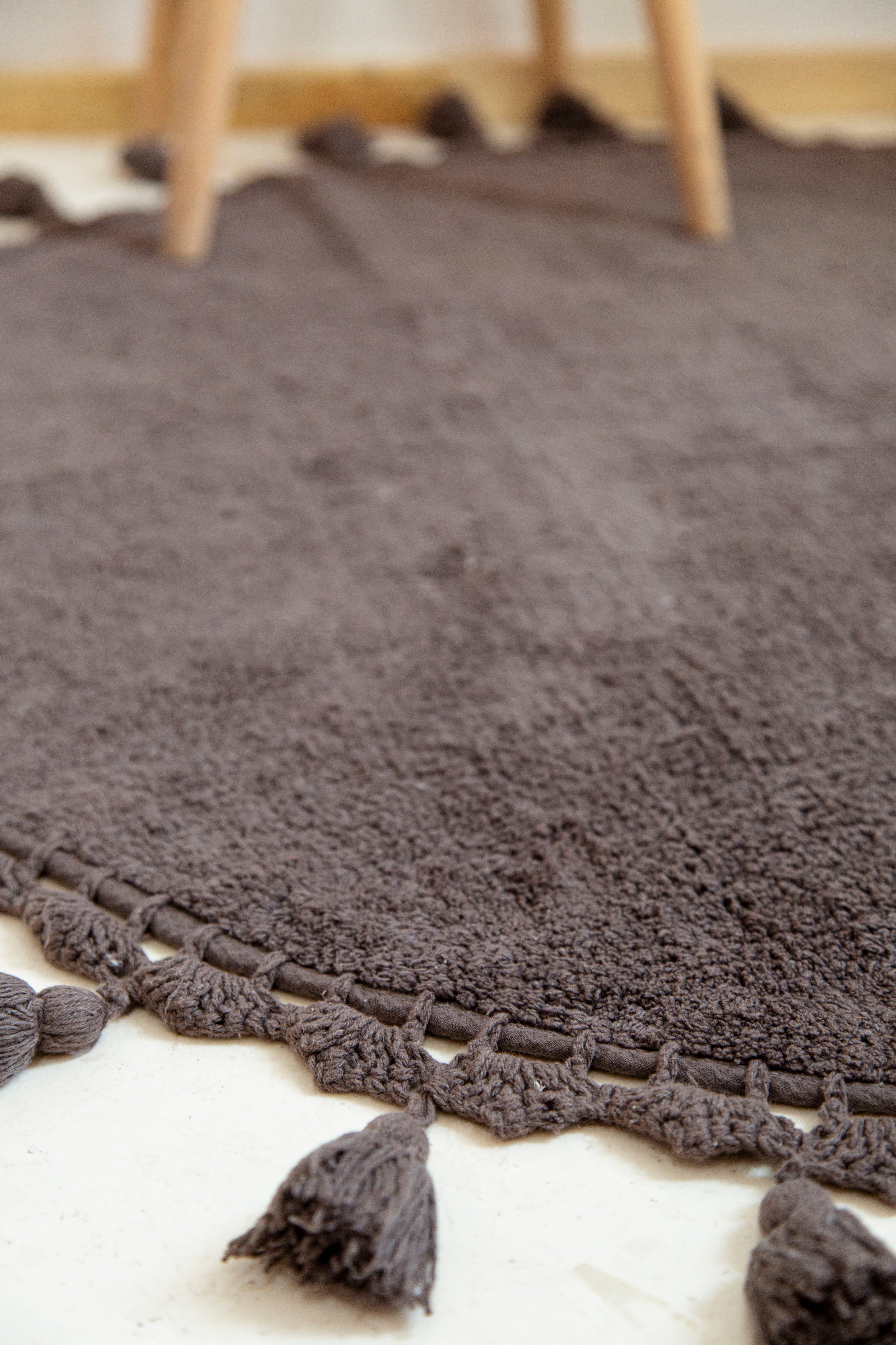 Irya-Lowell Yuvarlak Banyo Paspası %100 Pamuk 100x100 Antrasit-Paspas-4-Milagron.com