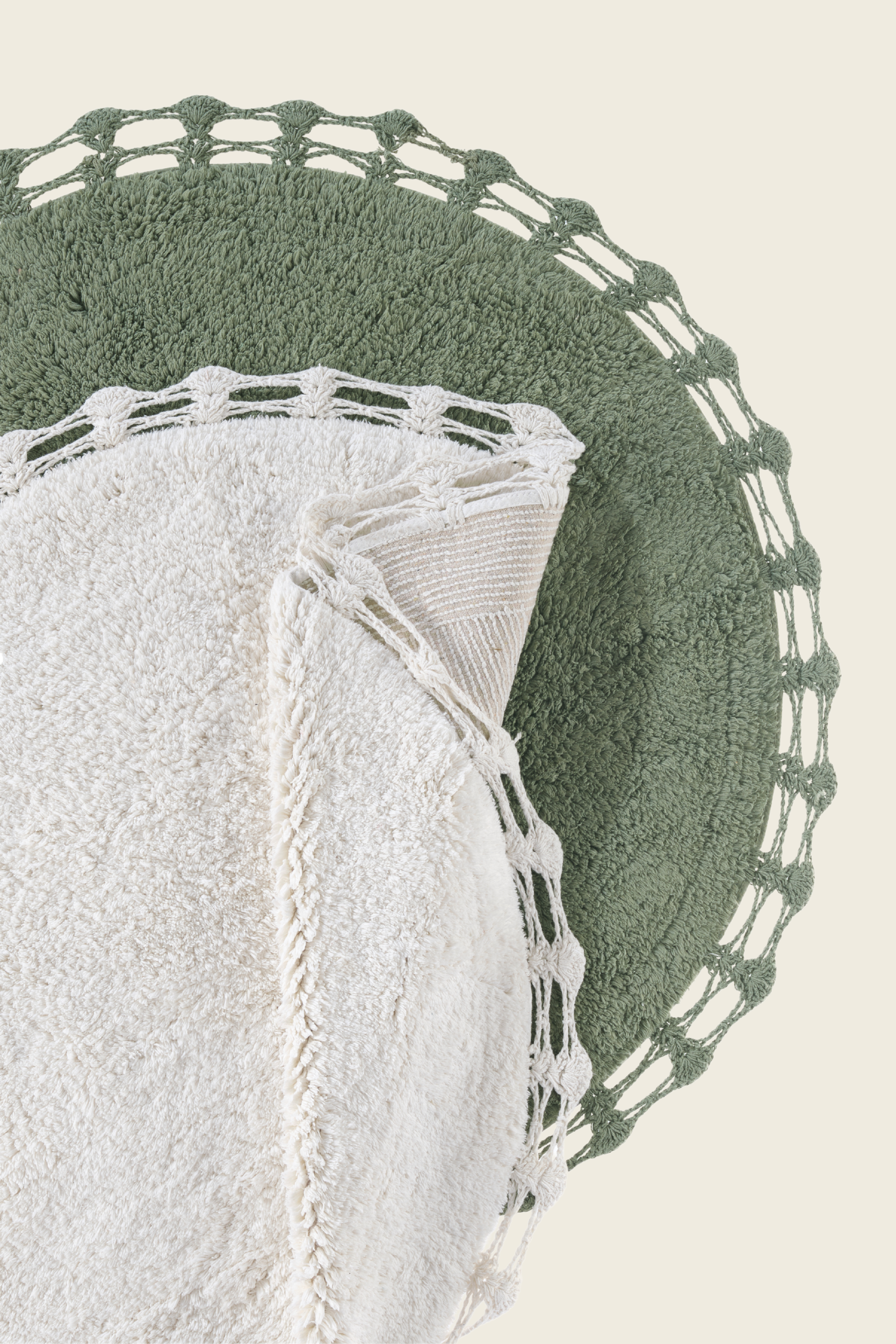 Irya-Luna Yuvarlak Banyo Paspası %100 Pamuk 90x90 Haki-Paspas-4-Milagron.com