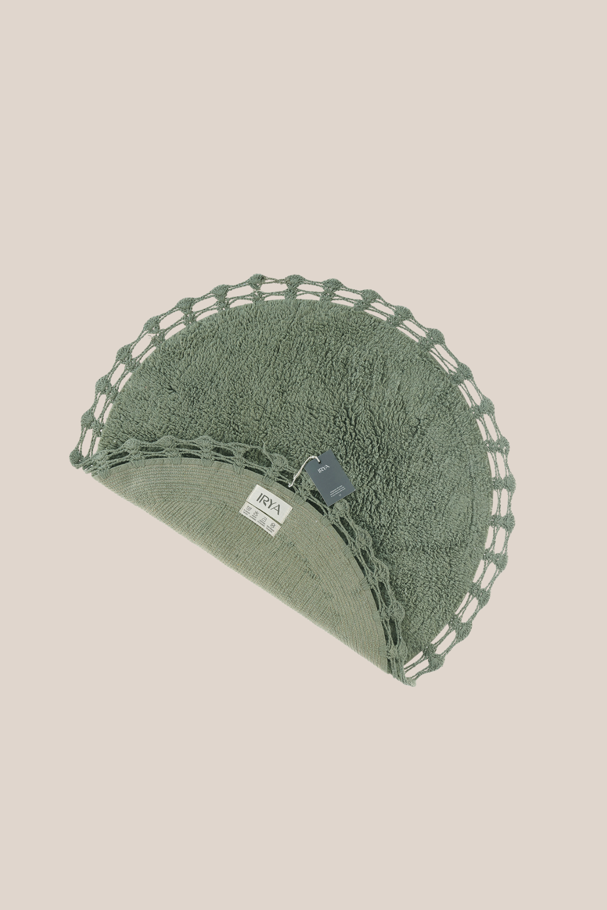 Irya-Luna Yuvarlak Banyo Paspası %100 Pamuk 90x90 Haki-Paspas-8-Milagron.com