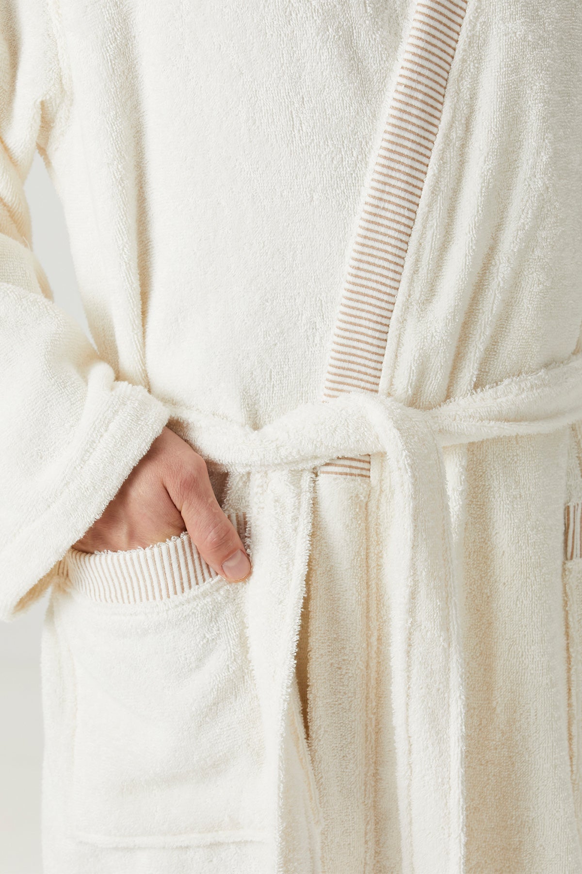 İRYA-Marble %100 Pamuk Erkek Bornoz Ekru-Bornoz-4-Milagron.com