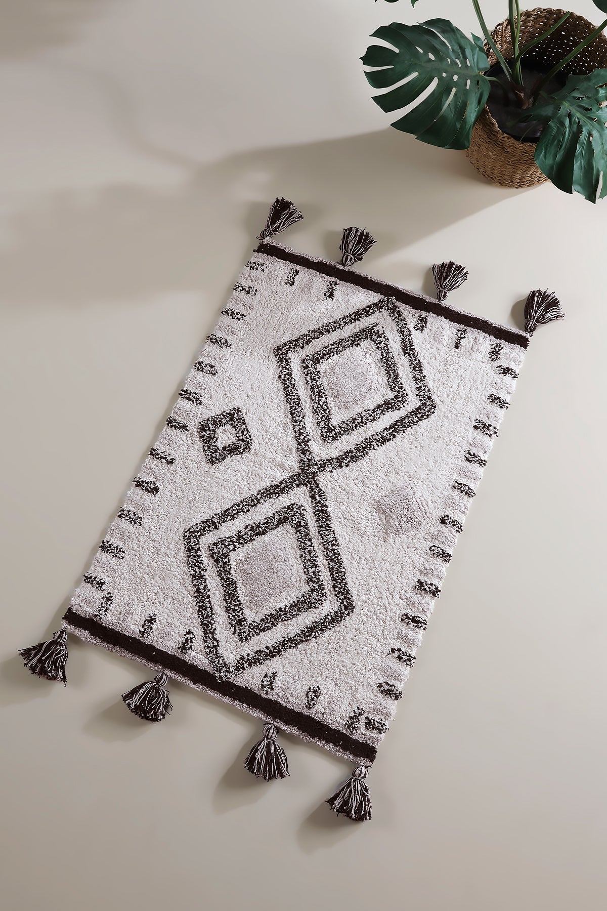 Irya-Martina Tekli Banyo Paspası %100 Pamuk 60x90 Gri-Paspas-1-Milagron.com