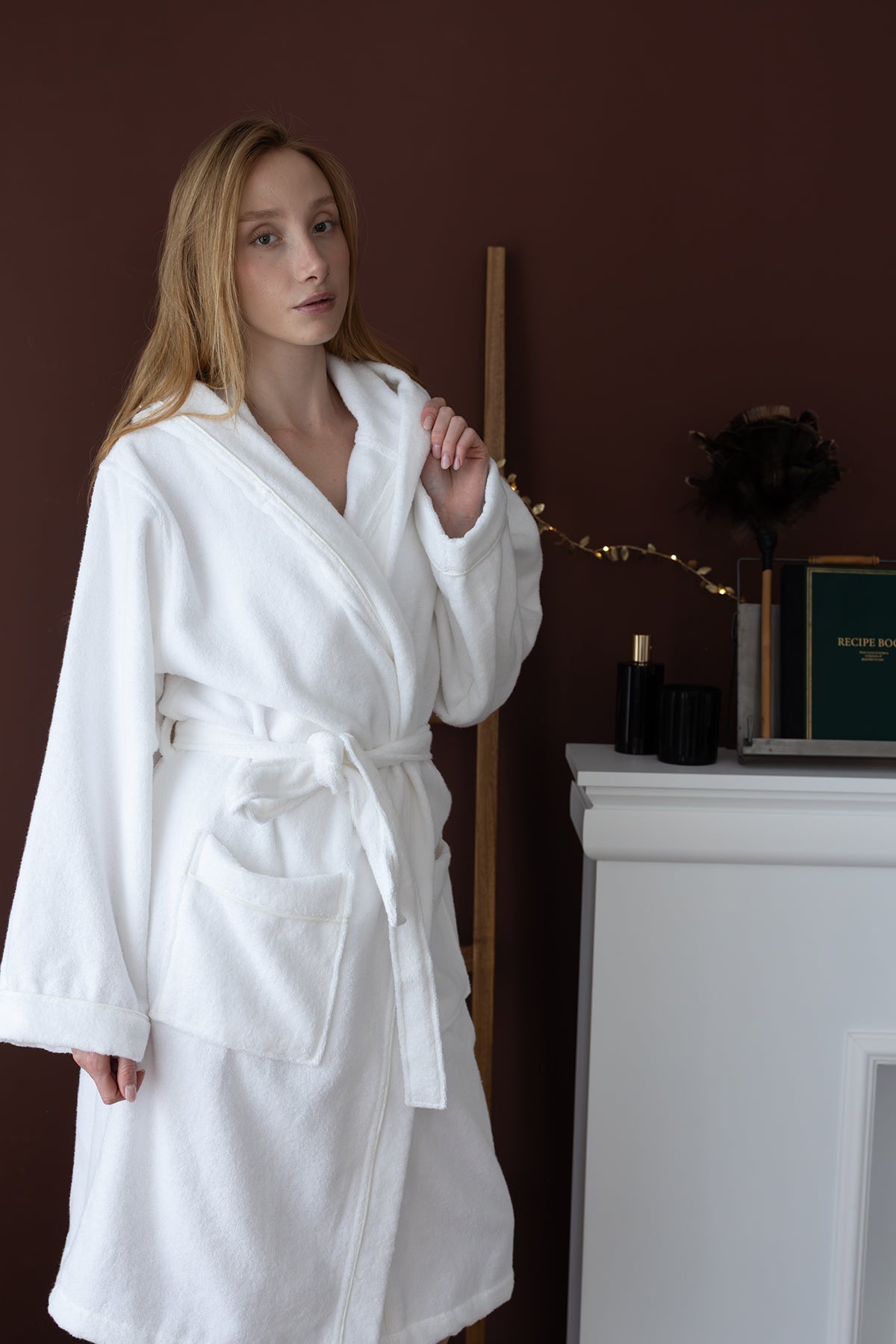 İrya-Miro %100 Pamuk Kadın Bornoz Beyaz-Bornoz-3-Milagron.com