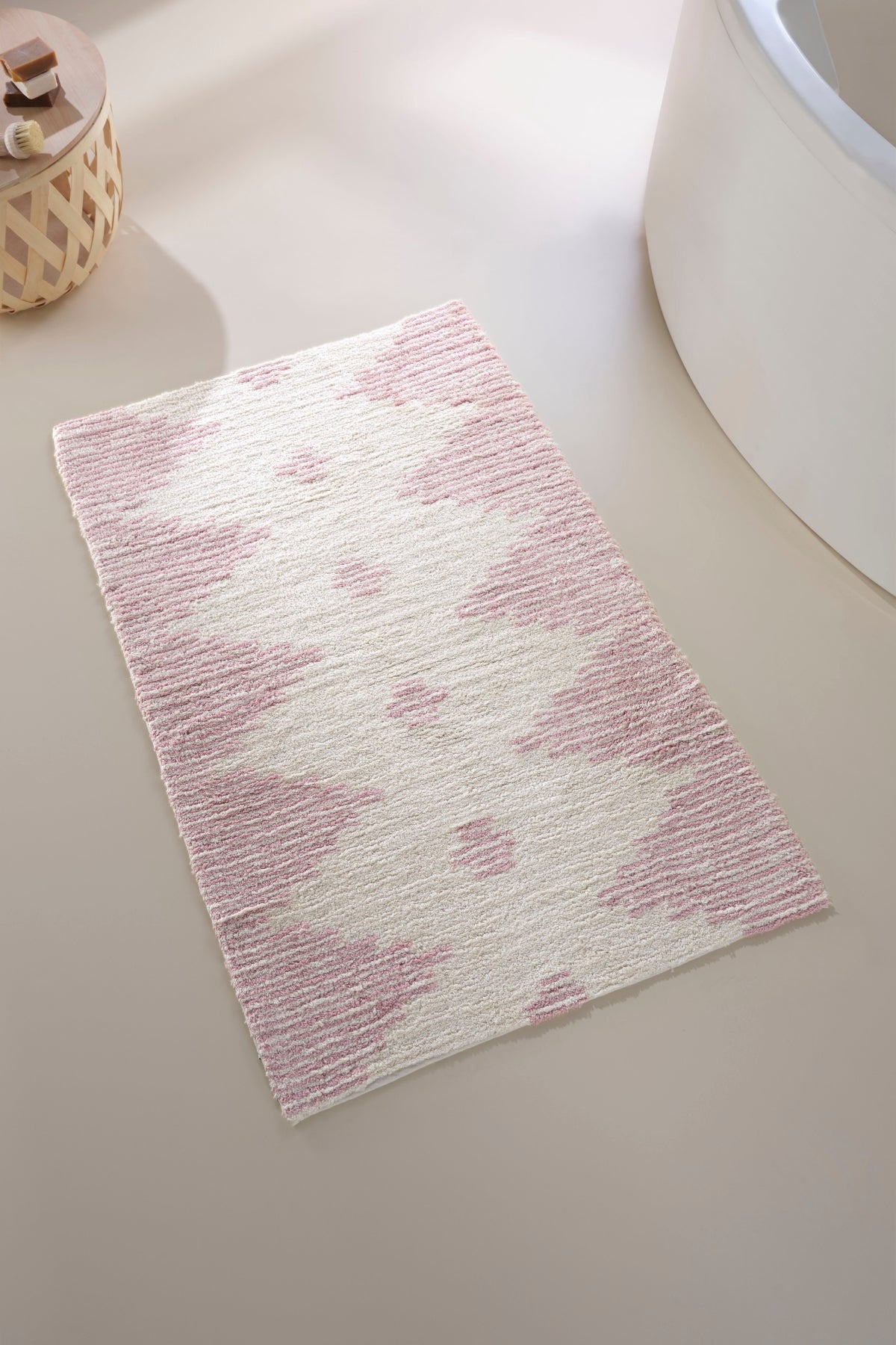 Irya-Mistic Tekli Banyo Paspası %100 Pamuk 70x110 Pembe-Paspas-1-Milagron.com