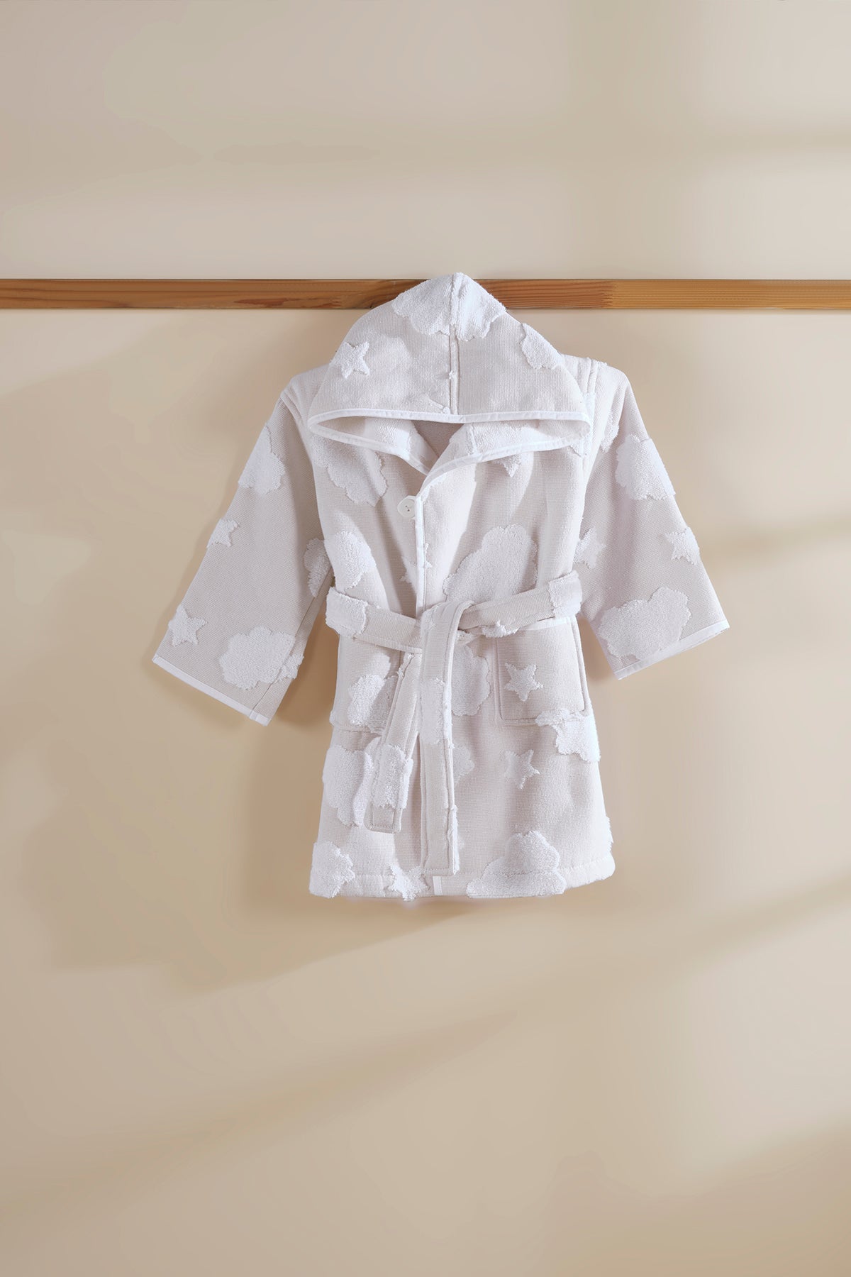 Irya-My Cloudy Sky Çocuk Bornoz Bej-Bornoz-3-Milagron.com