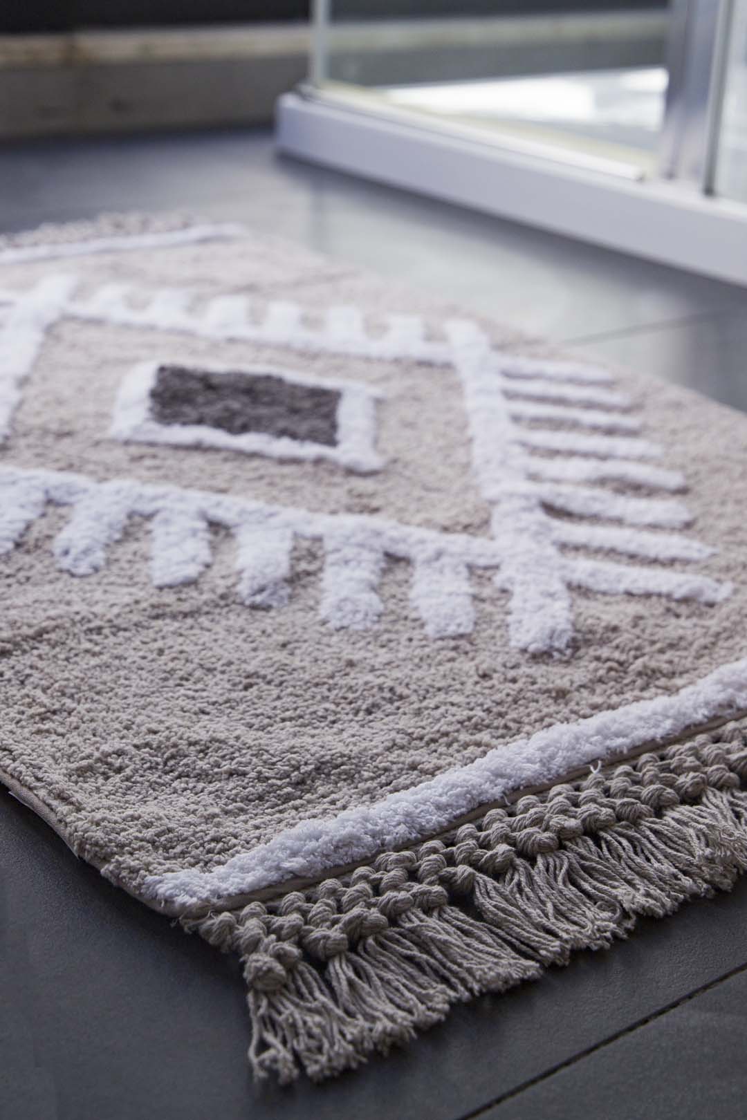 Irya-Nell Tekli Banyo Paspası %100 Pamuk 60x90 Gri-Paspas-4-Milagron.com