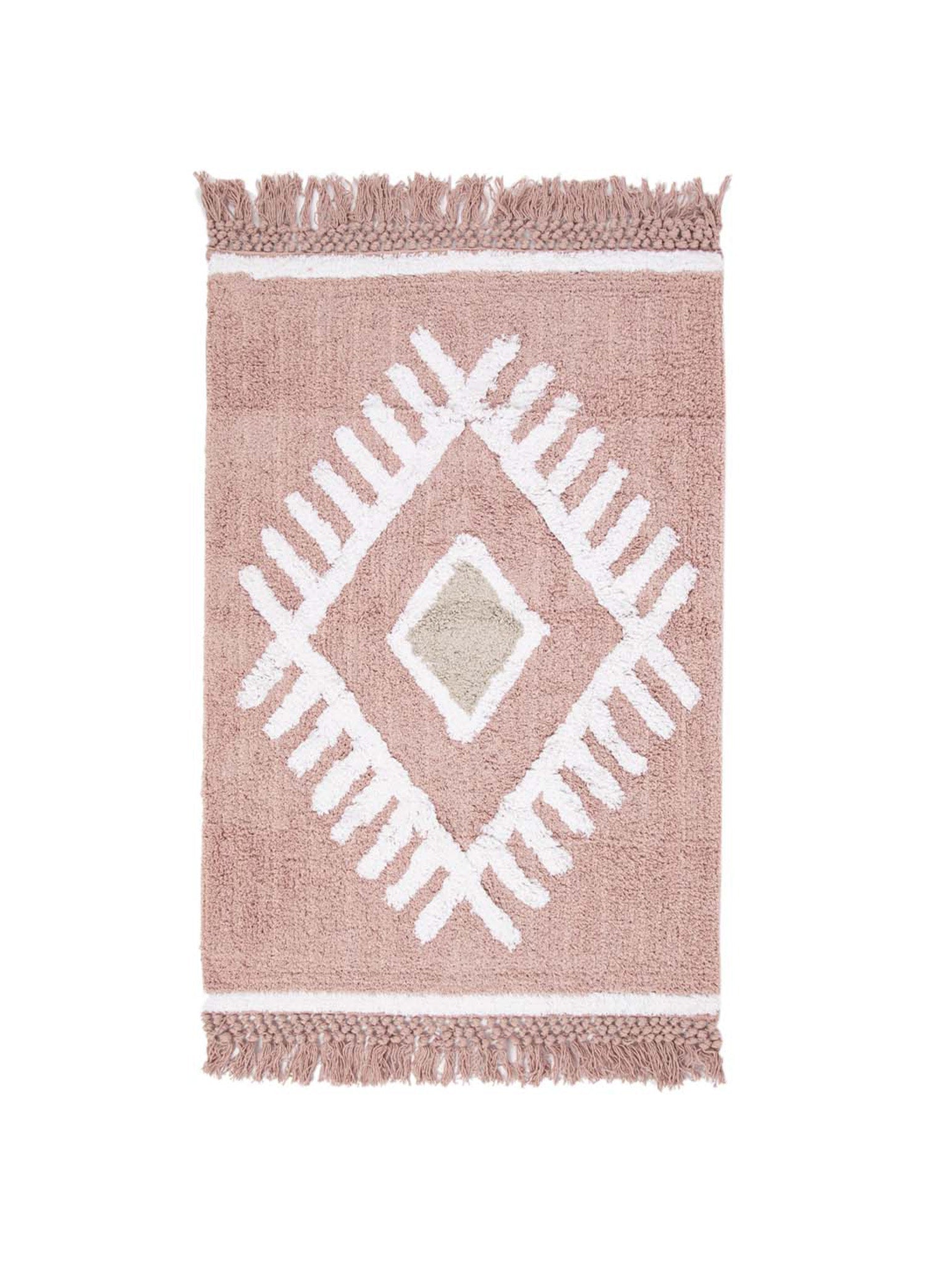 Irya-Nell Tekli Banyo Paspası %100 Pamuk 60x90 Pembe-Paspas-2-Milagron.com