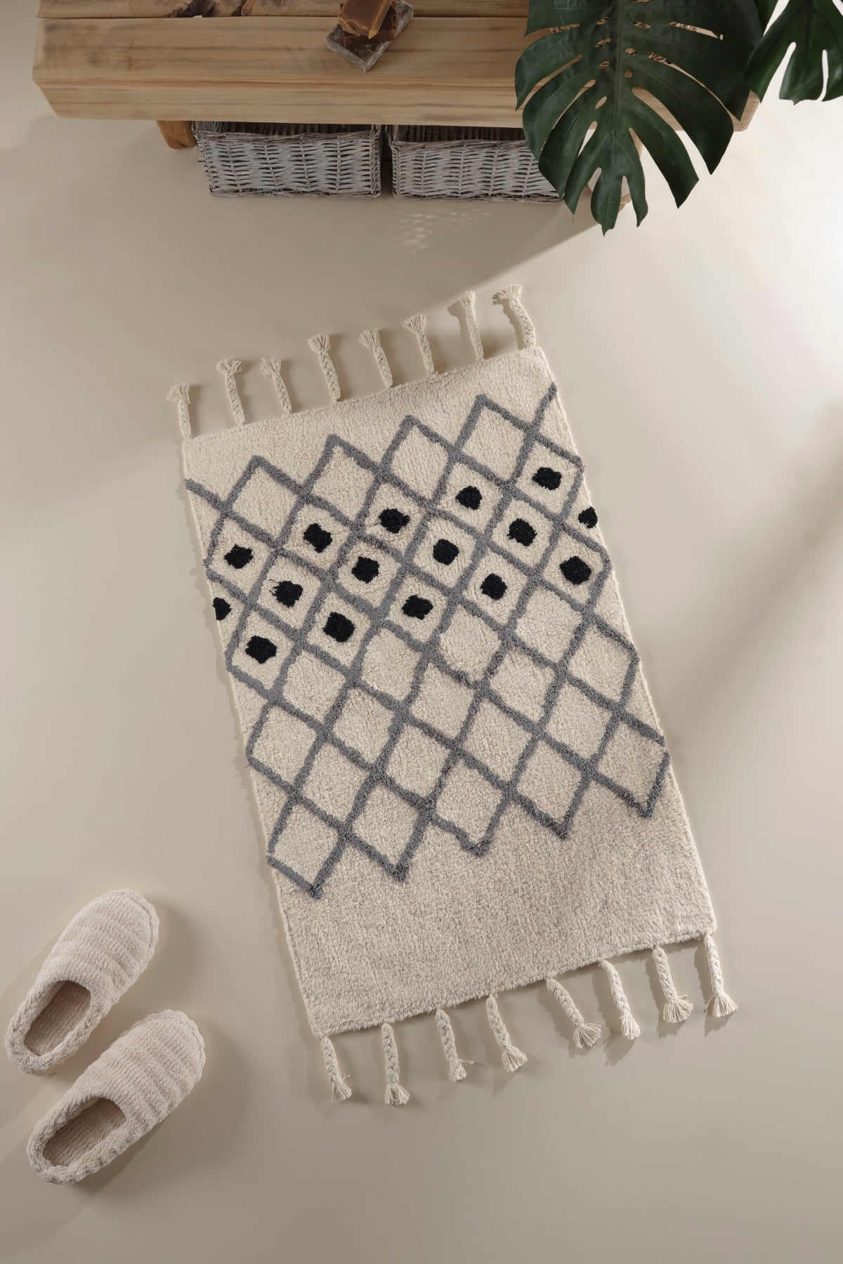 Irya-Neveda Tekli Banyo Paspası %100 Pamuk 60x90 Gri-Paspas-1-Milagron.com