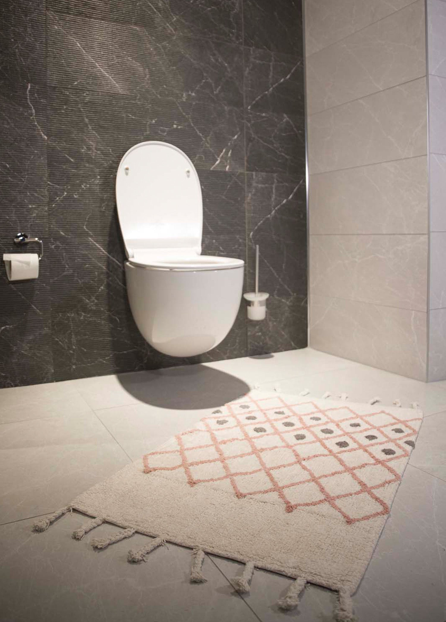 Irya-Neveda Tekli Banyo Paspası %100 Pamuk 60x90 Pembe-Paspas-3-Milagron.com