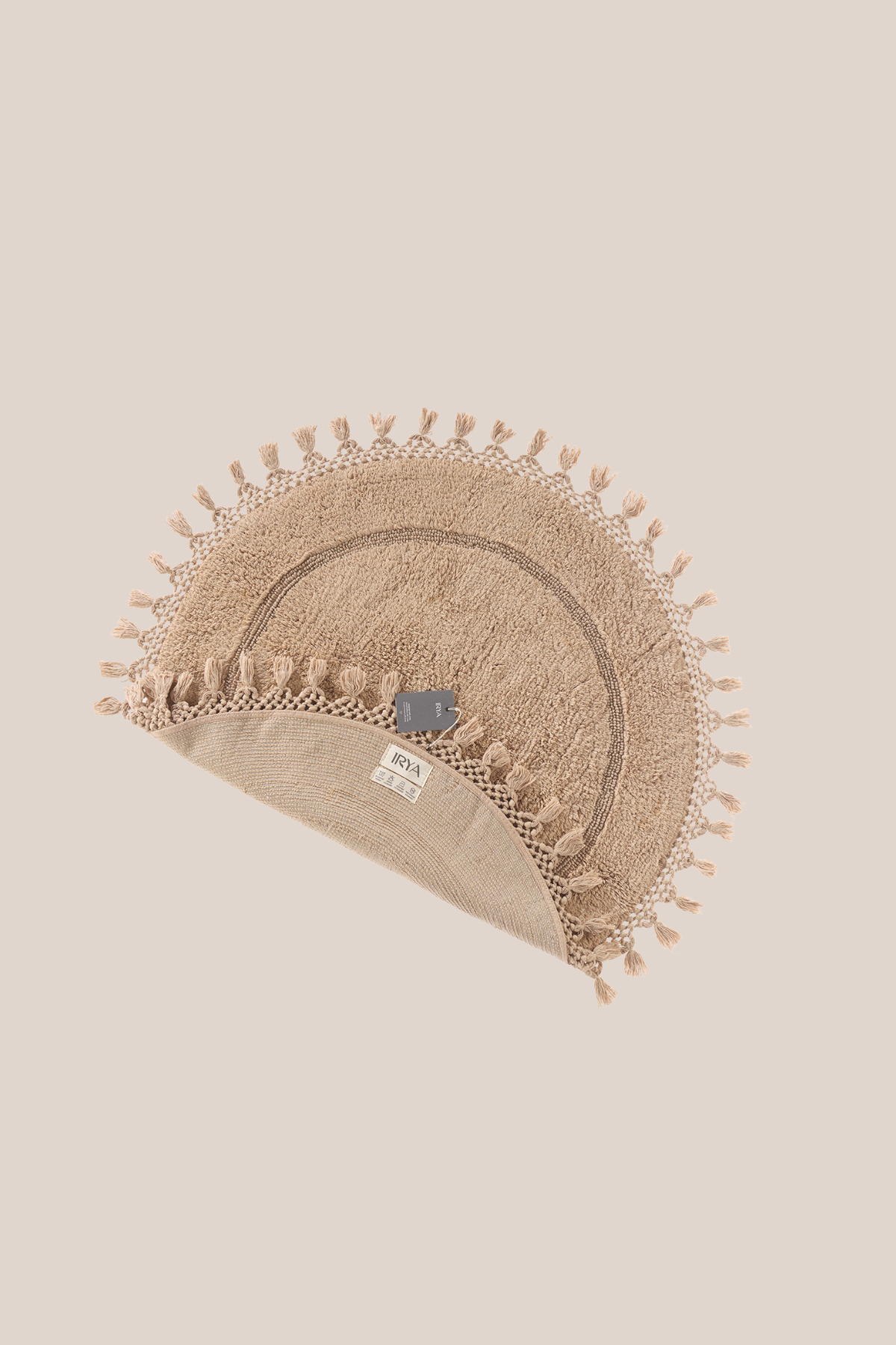 Irya-Nora Yuvarlak Banyo Paspası %100 Pamuk 90x90 Bej-Paspas-10-Milagron.com