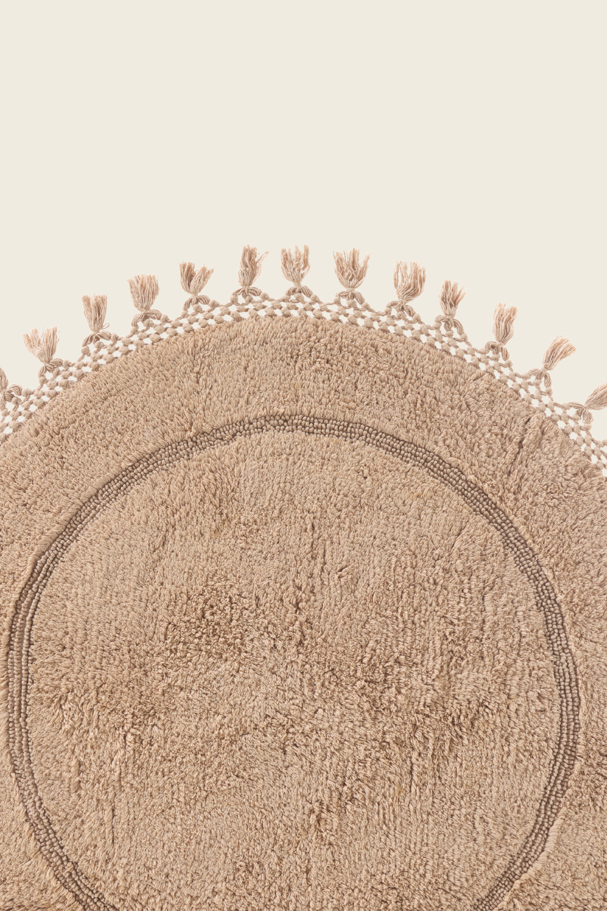 Irya-Nora Yuvarlak Banyo Paspası %100 Pamuk 90x90 Bej-Paspas-8-Milagron.com