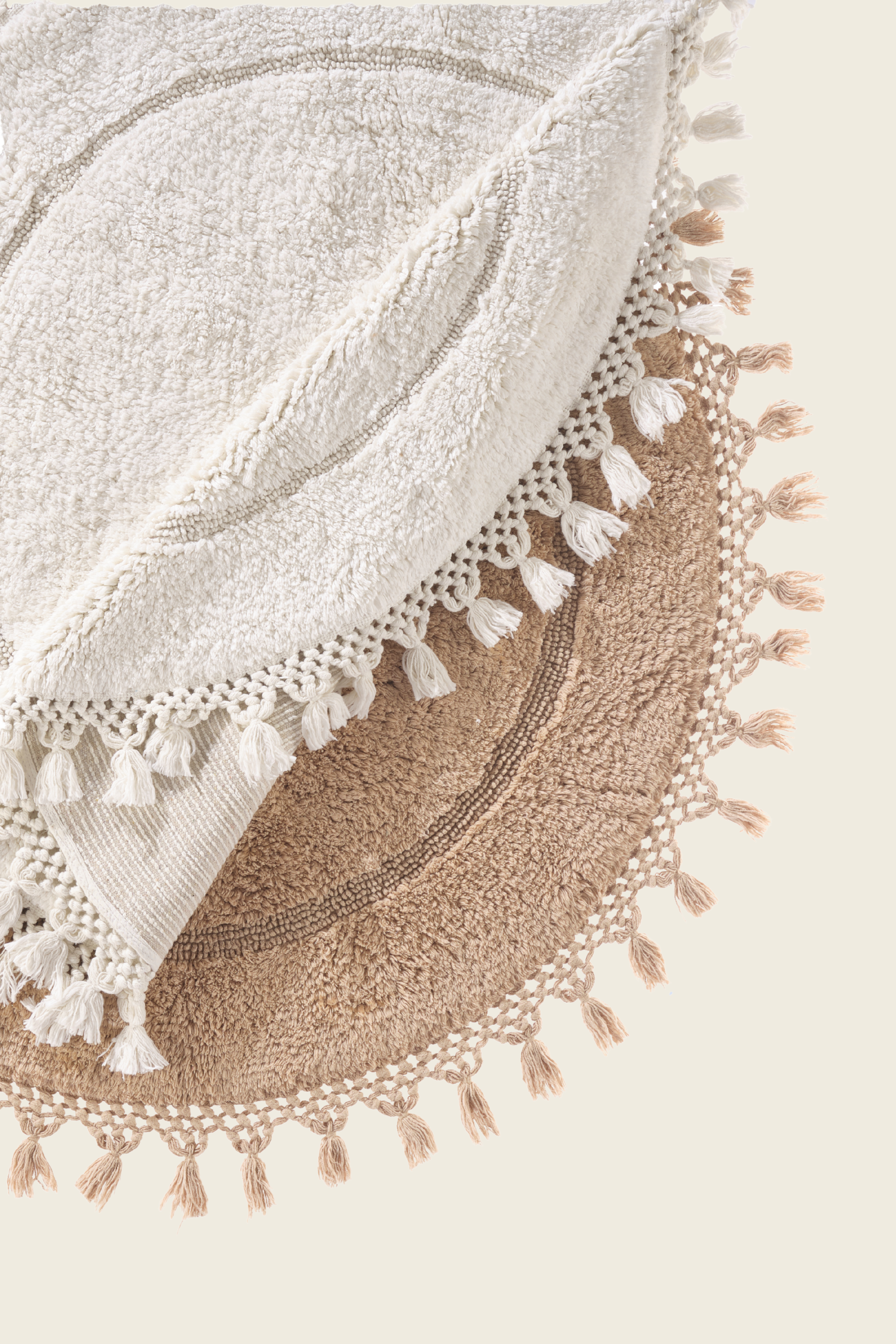 Irya-Nora Yuvarlak Banyo Paspası %100 Pamuk 90x90 Ekru-Paspas-2-Milagron.com