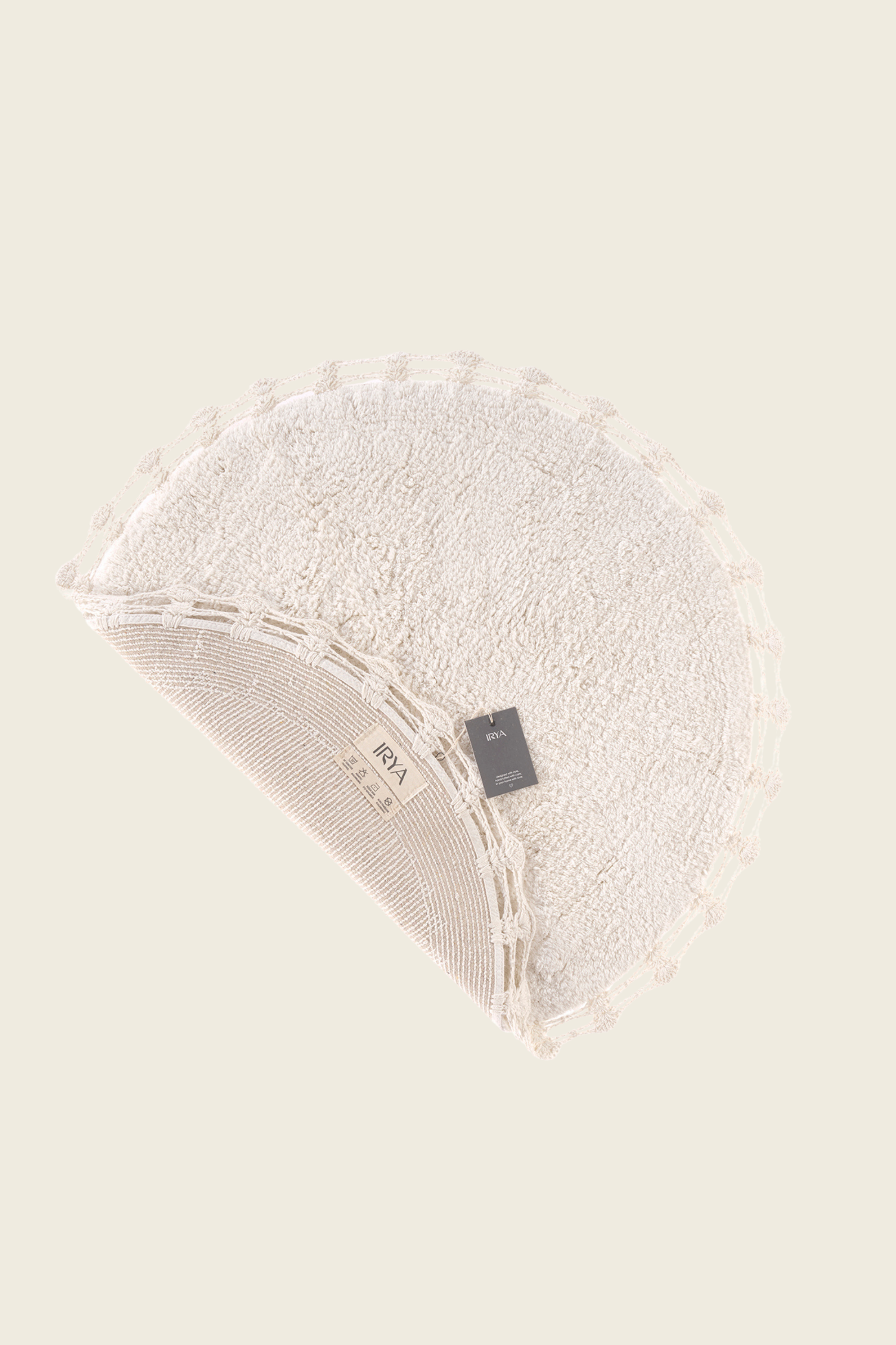 Irya-Nora Yuvarlak Banyo Paspası %100 Pamuk 90x90 Ekru-Paspas-8-Milagron.com