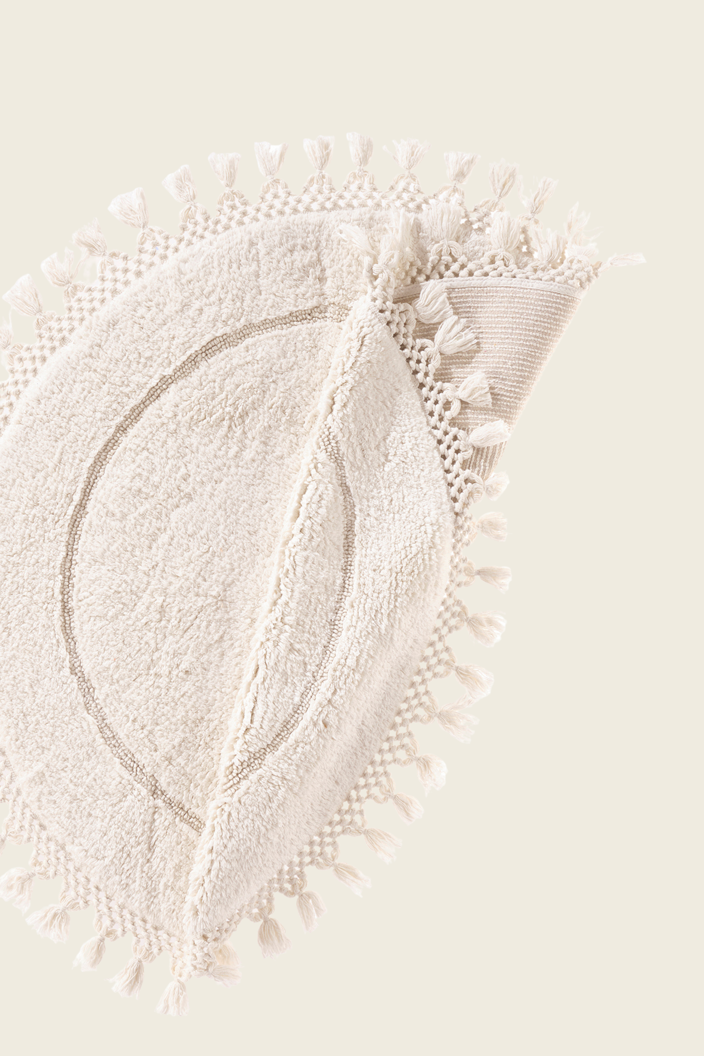 Irya-Nora Yuvarlak Banyo Paspası %100 Pamuk 90x90 Ekru-Paspas-9-Milagron.com