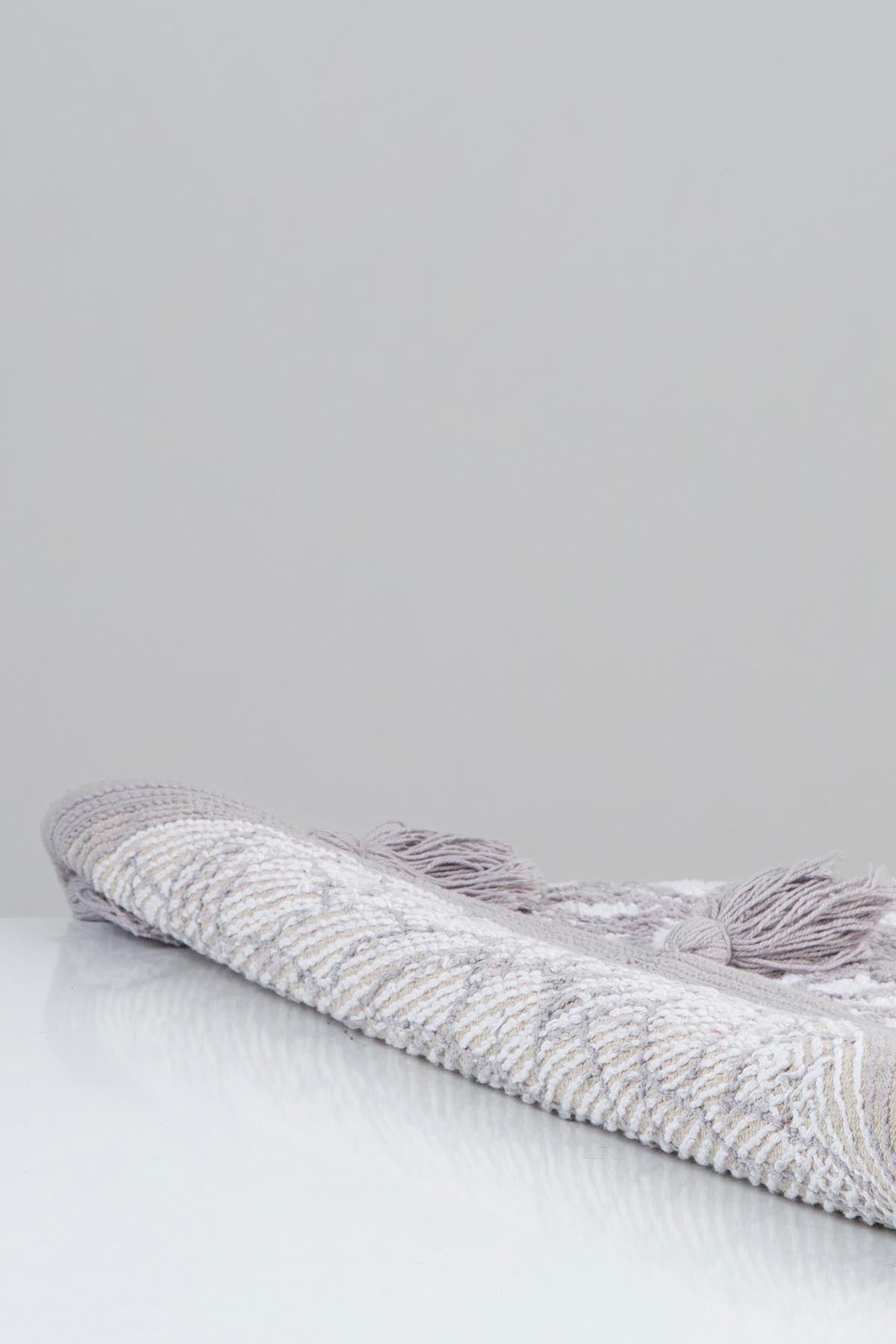 Irya-Pina Yuvarlak Banyo Paspası %100 Pamuk 100x100 Gri-Paspas-7-Milagron.com