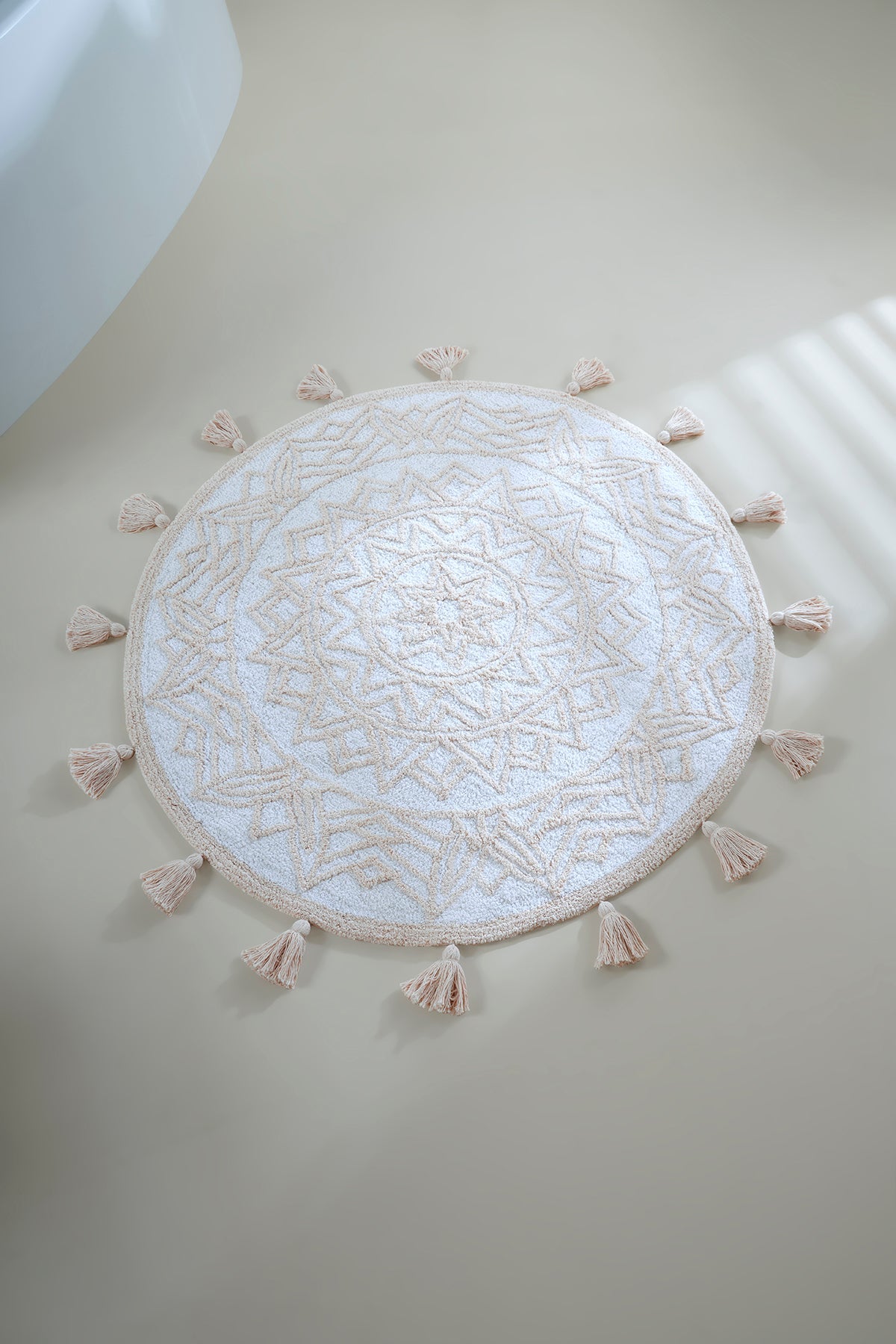 Irya-Pina Yuvarlak Banyo Paspası %100 Pamuk 100x100 Kahverengi-Paspas-2-Milagron.com