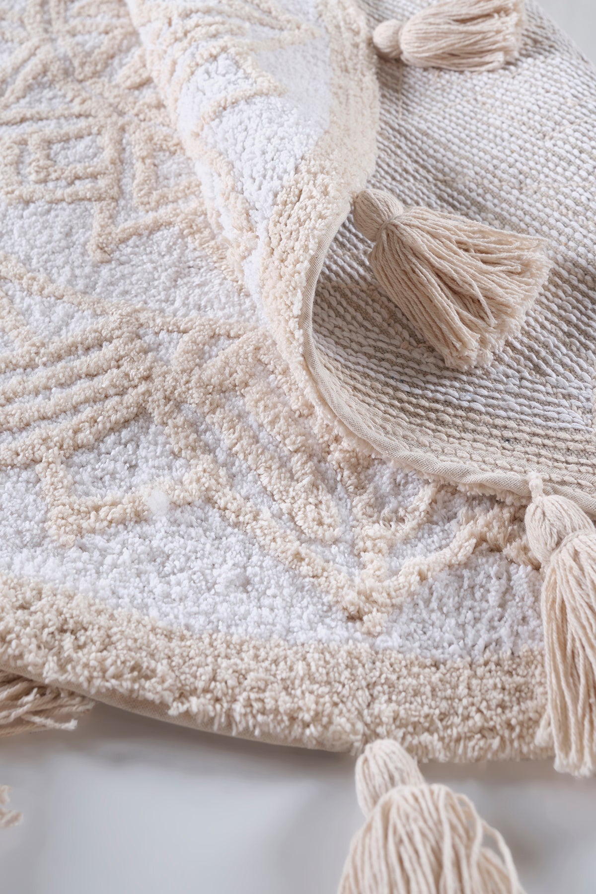 Irya-Pina Yuvarlak Banyo Paspası %100 Pamuk 100x100 Kahverengi-Paspas-6-Milagron.com