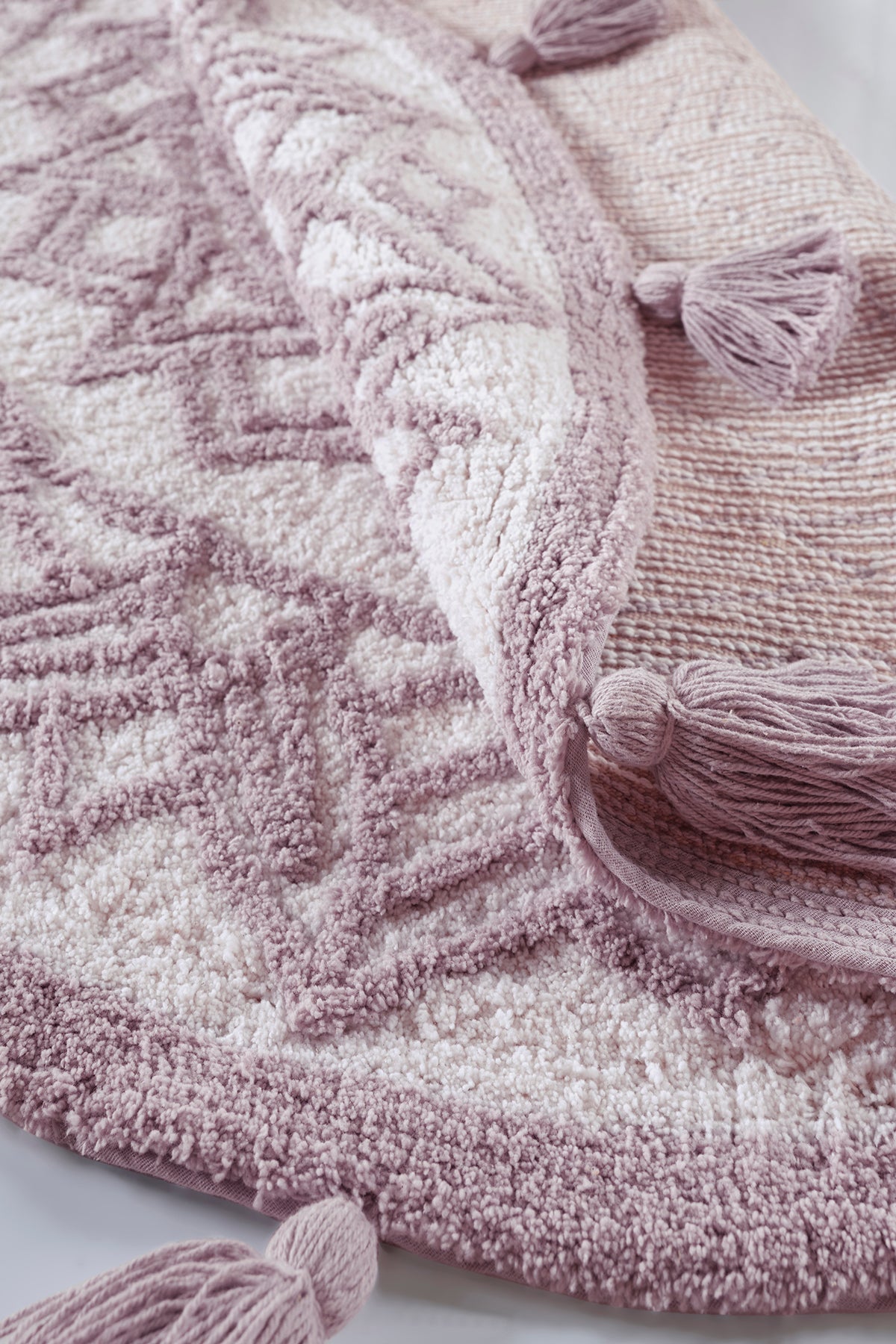 Irya-Pina Yuvarlak Banyo Paspası %100 Pamuk 100x100 Pembe-Paspas-3-Milagron.com