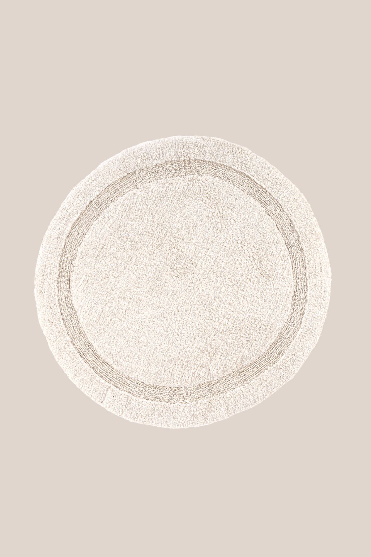 Irya-Puffed Yuvarlak Banyo Paspası %100 Pamuk 100x100 Ekru-Paspas-3-Milagron.com