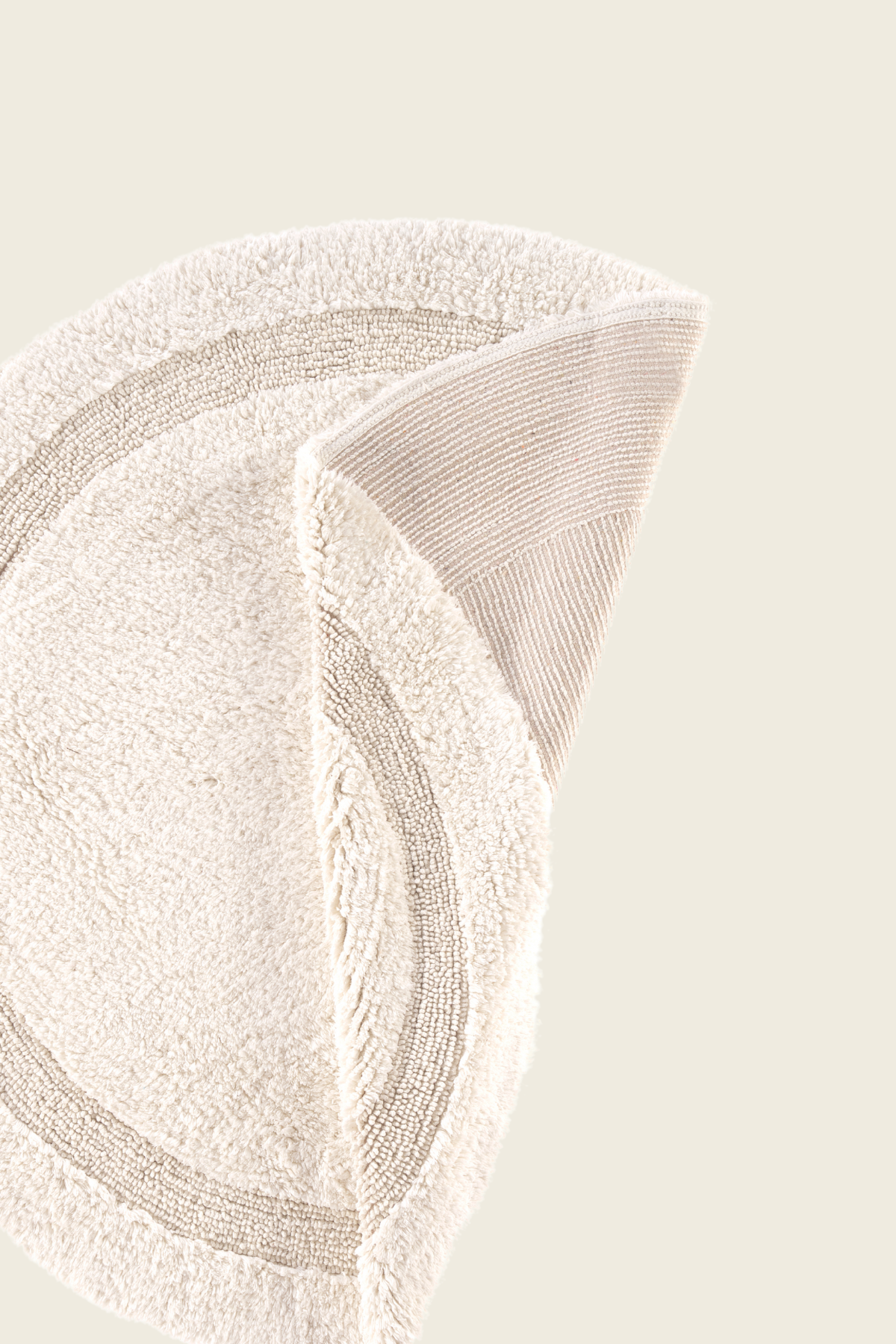 Irya-Puffed Yuvarlak Banyo Paspası %100 Pamuk 100x100 Ekru-Paspas-6-Milagron.com