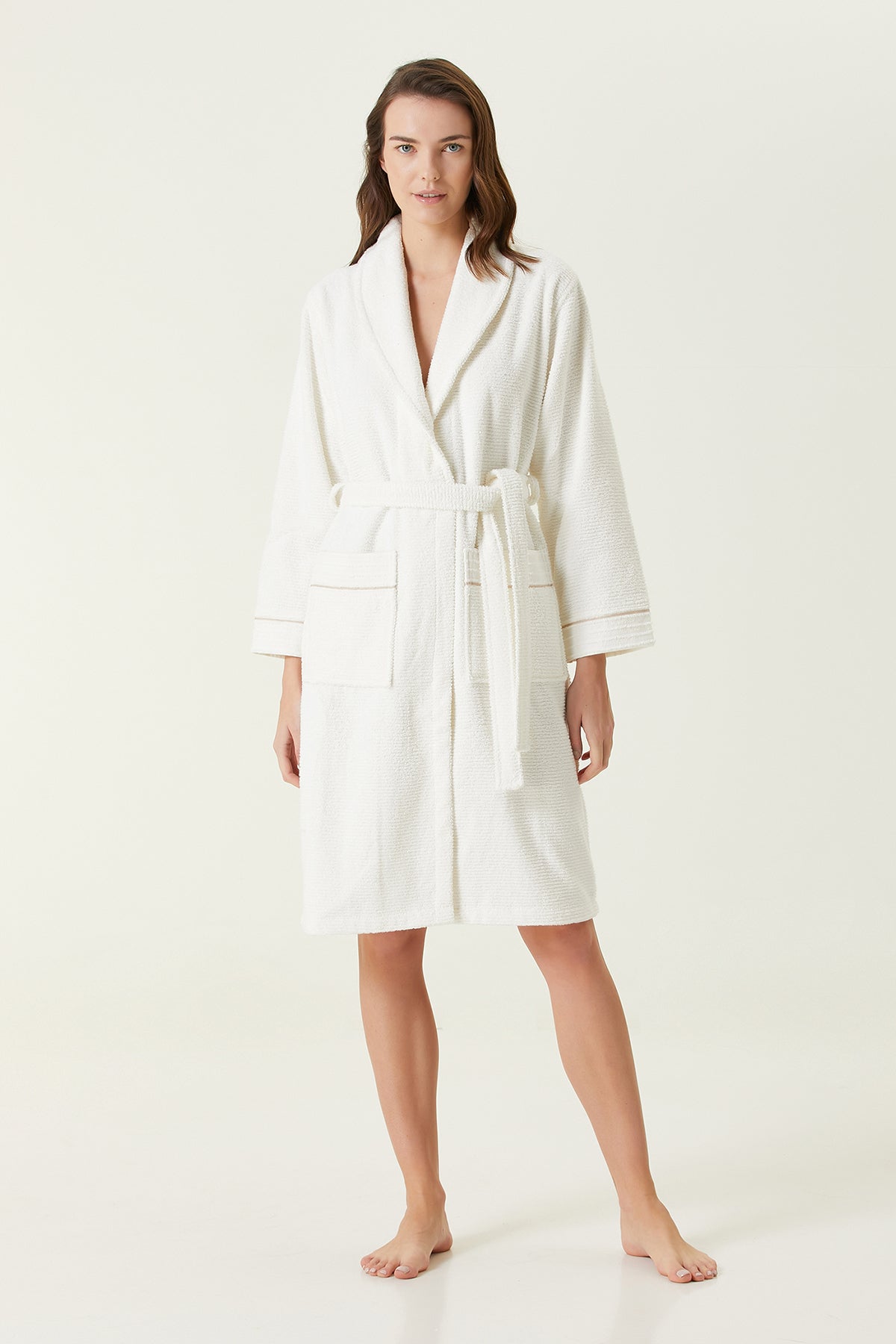 Irya-Roya Kadın Bornoz Ekru-Bornoz-1-Milagron.com