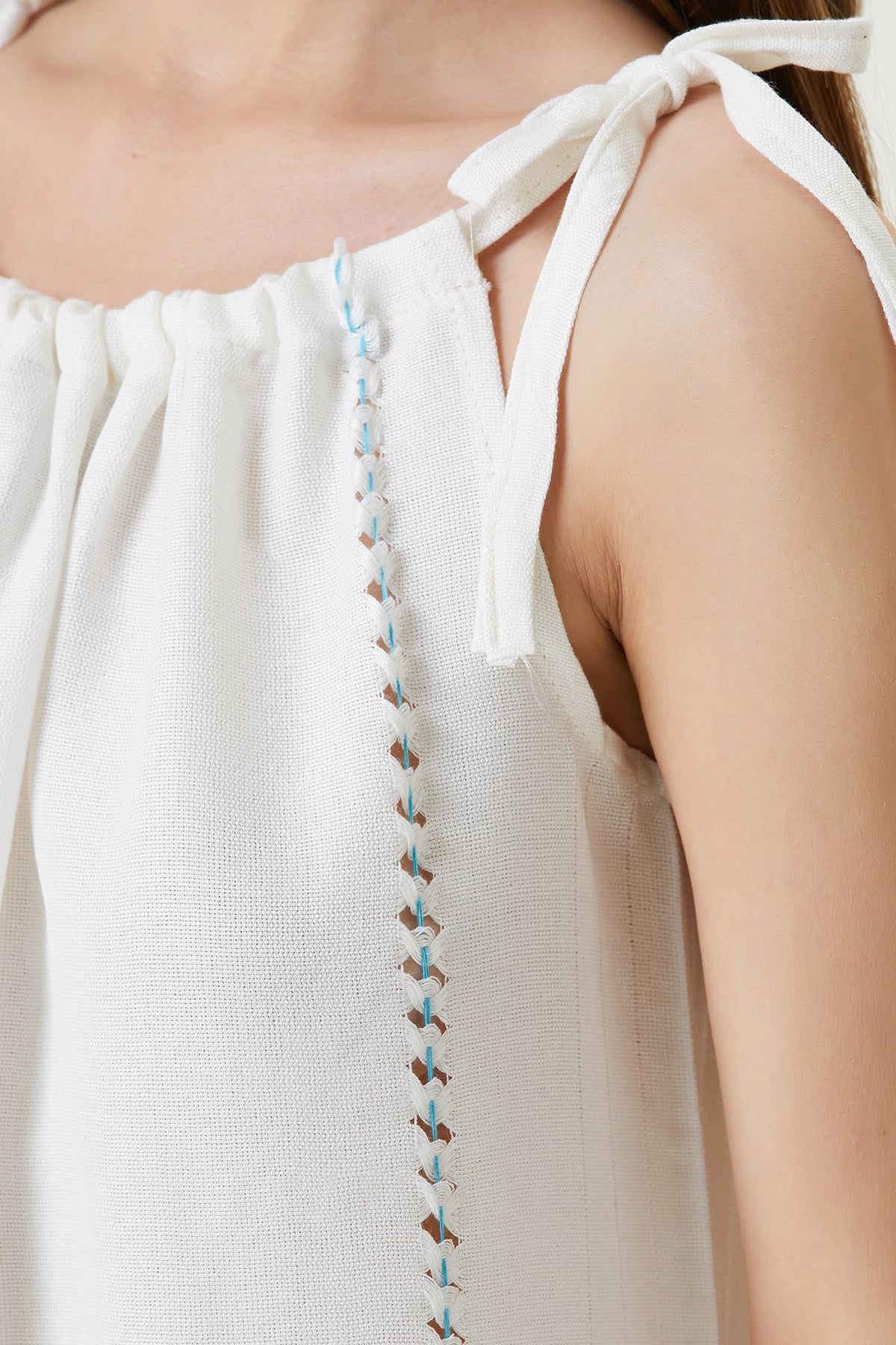 Irya-Serene Büzgülü Plaj Elbisesi Turkuaz Örgü Ajur-Elbise-2-Milagron.com