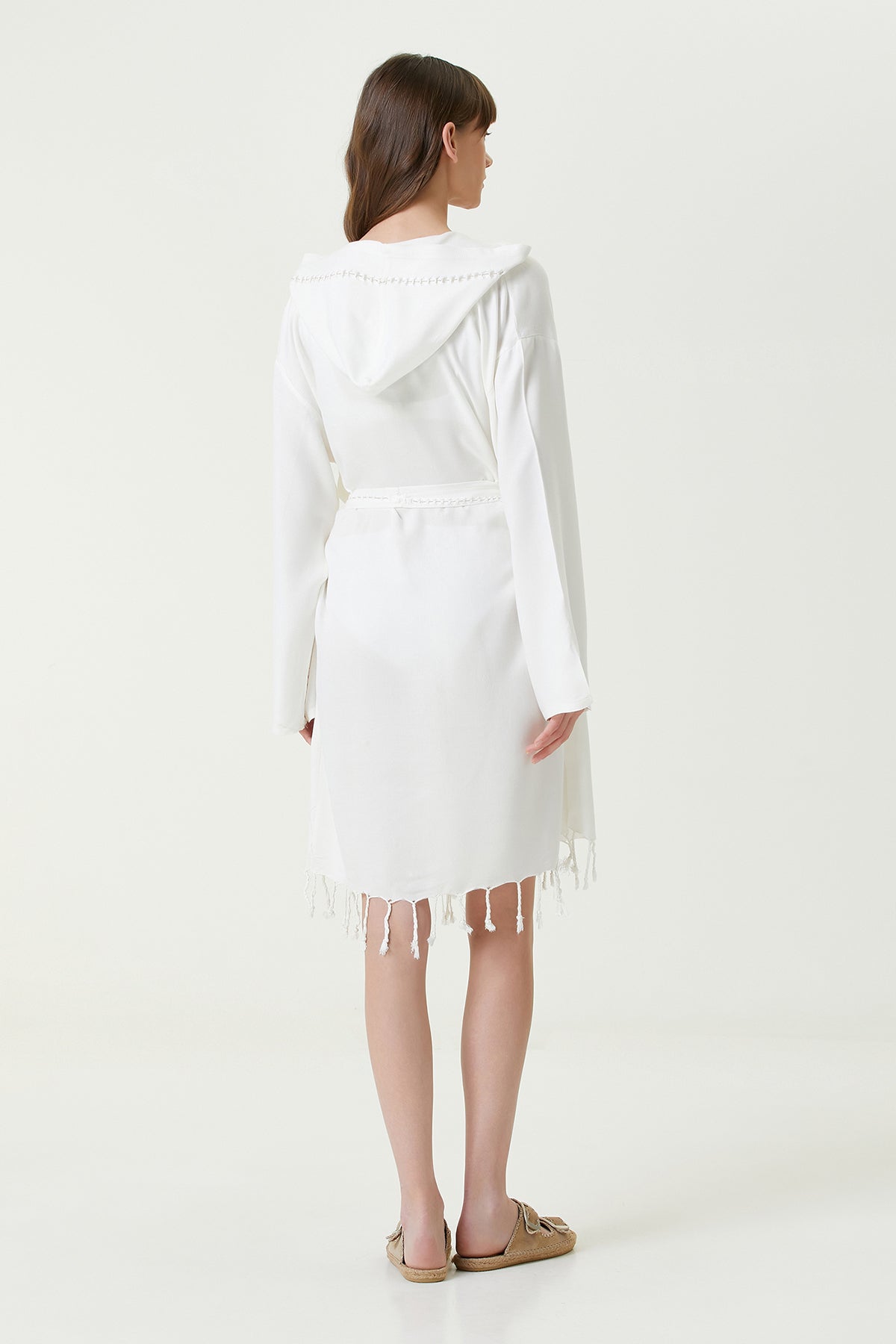 Irya-Serene Peştamal Kadın Bornoz Kahve Örgü Ajur-Elbise-5-Milagron.com