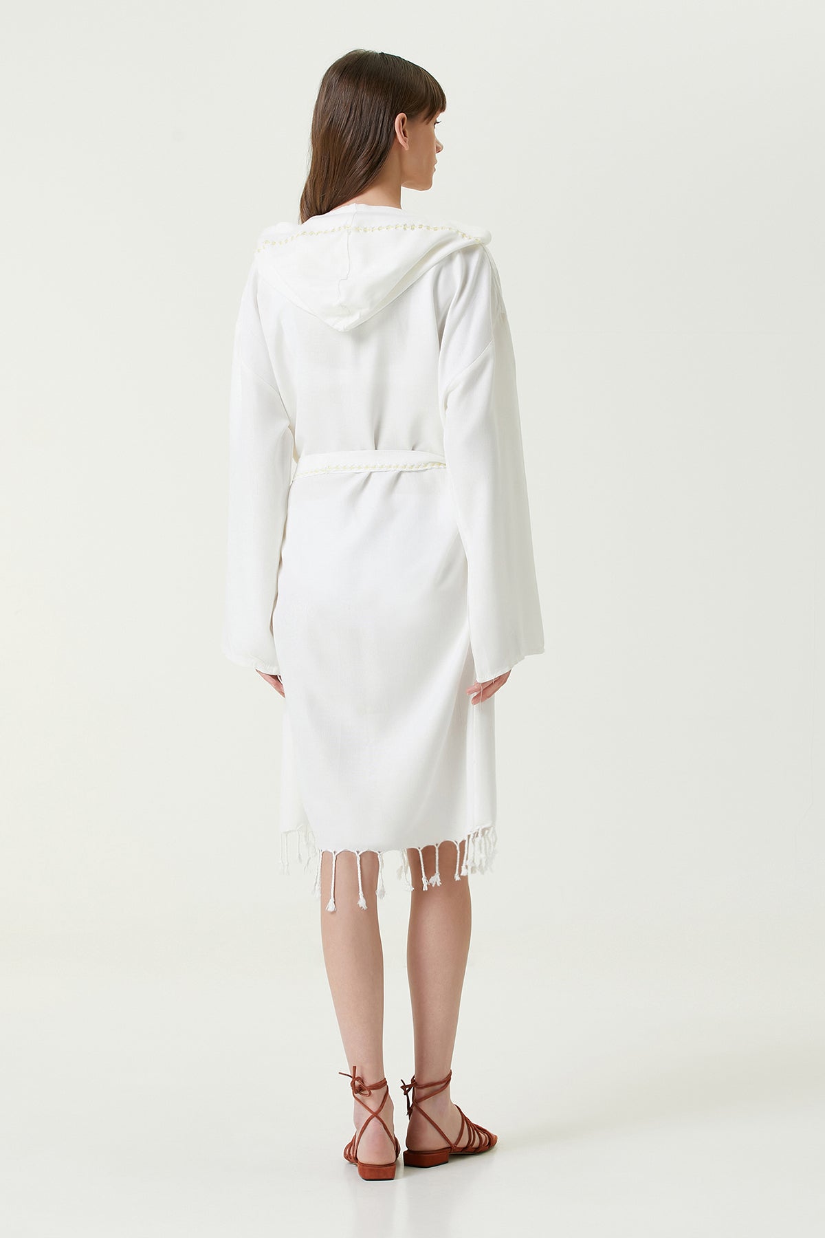 Irya-Serene Peştamal Kadın Bornoz Sarı Örgü Ajur-Elbise-5-Milagron.com