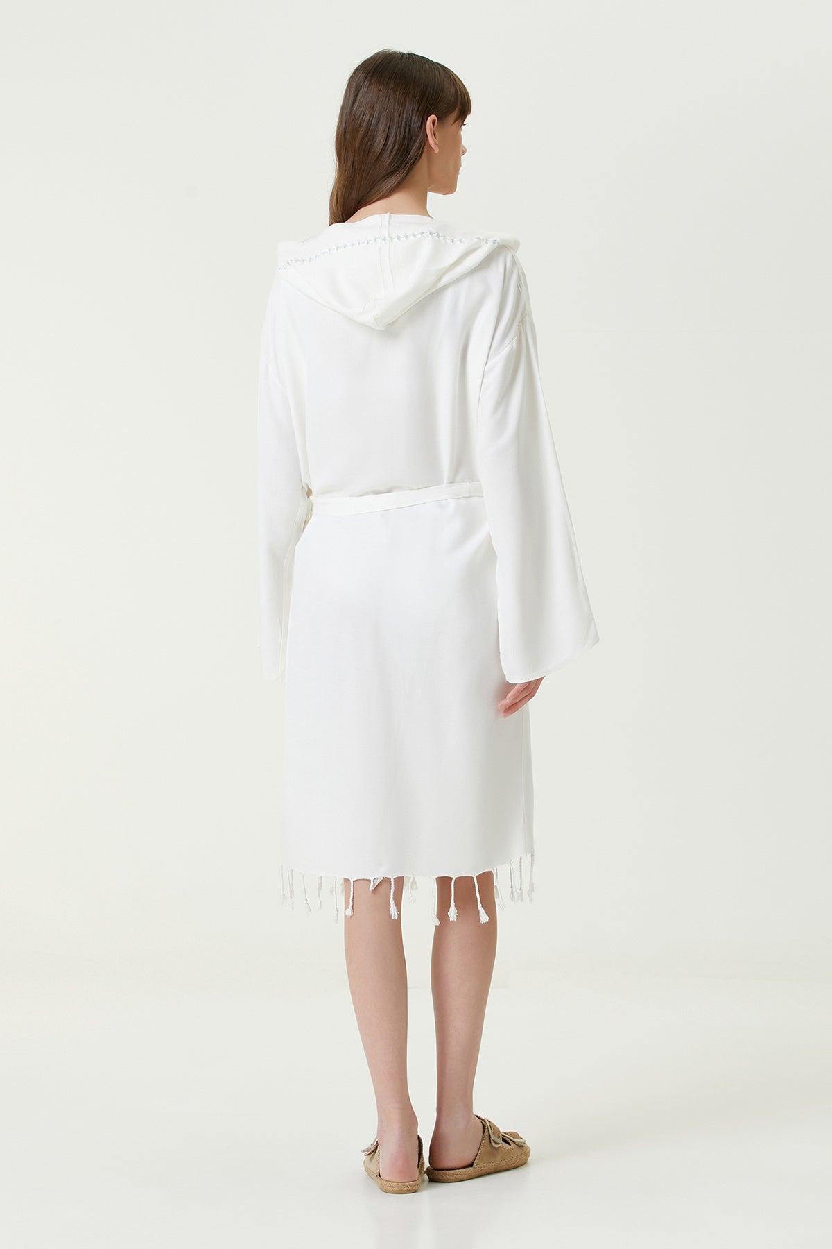 Irya-Serene Peştamal Kadın Bornoz Turkuaz Örgü Ajur-Elbise-5-Milagron.com