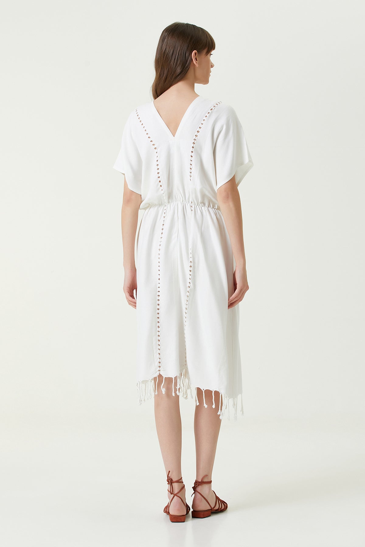 Irya-Serene Uzun Plaj Elbisesi Kahve Örgü Ajur-Elbise-5-Milagron.com